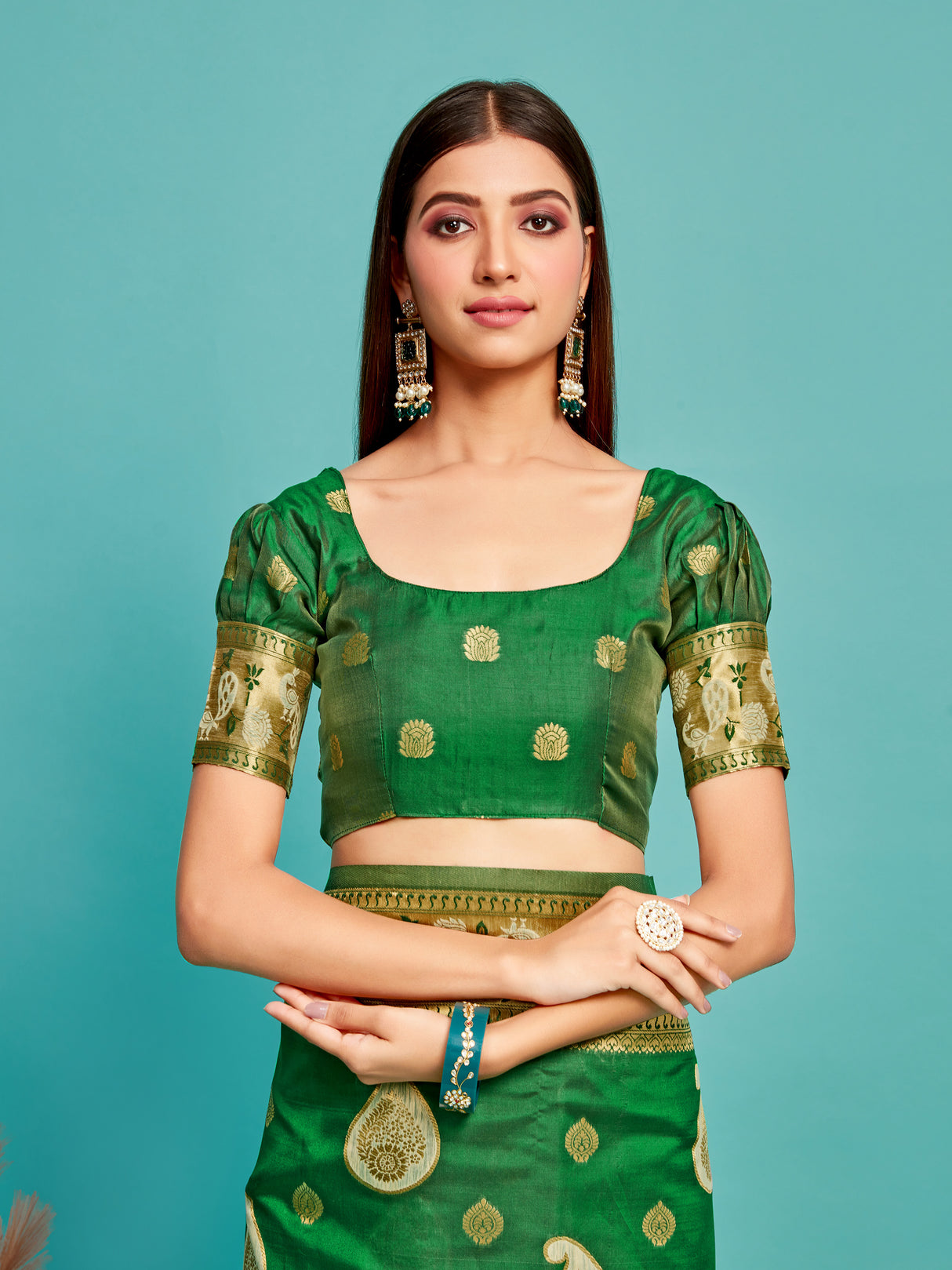 Mimosa Women's Woven Design Kanjivaram Art Silk Saree With Blouse Piece : SA00001246BGFREE