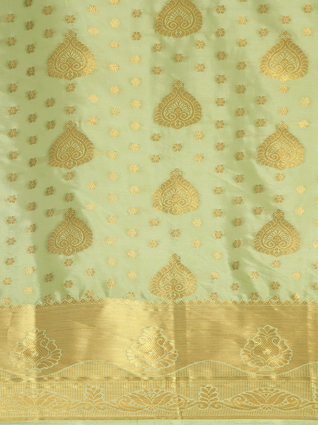 Mimosa Womens Crepe Saree Mysore Silk Pista Color