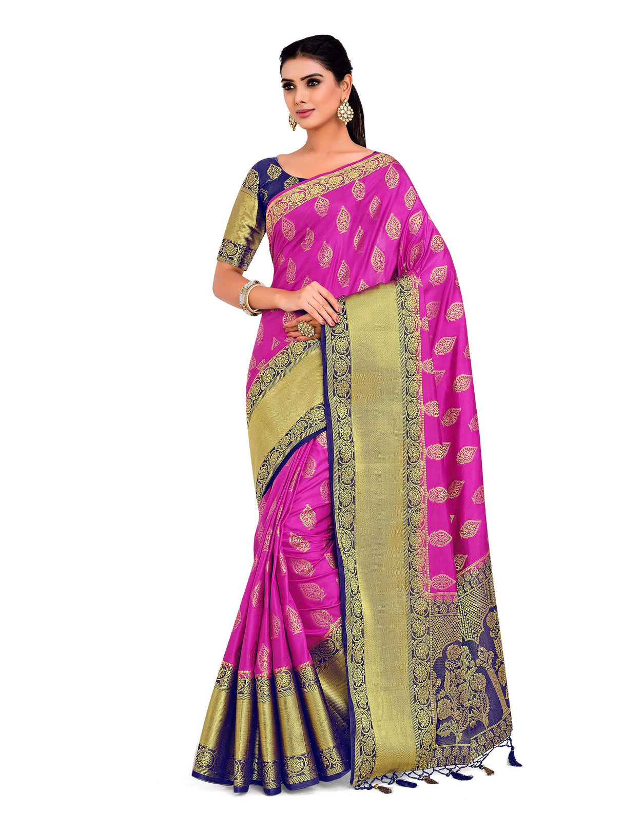 Mimosa Womens Art Silk Saree Kanjivaram Rani Color
