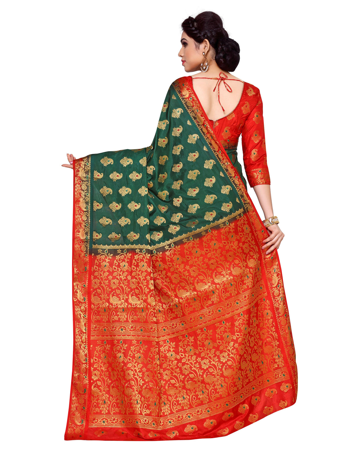 Mimosa Womens Art Silk Saree Kanjivaram BGreen Color