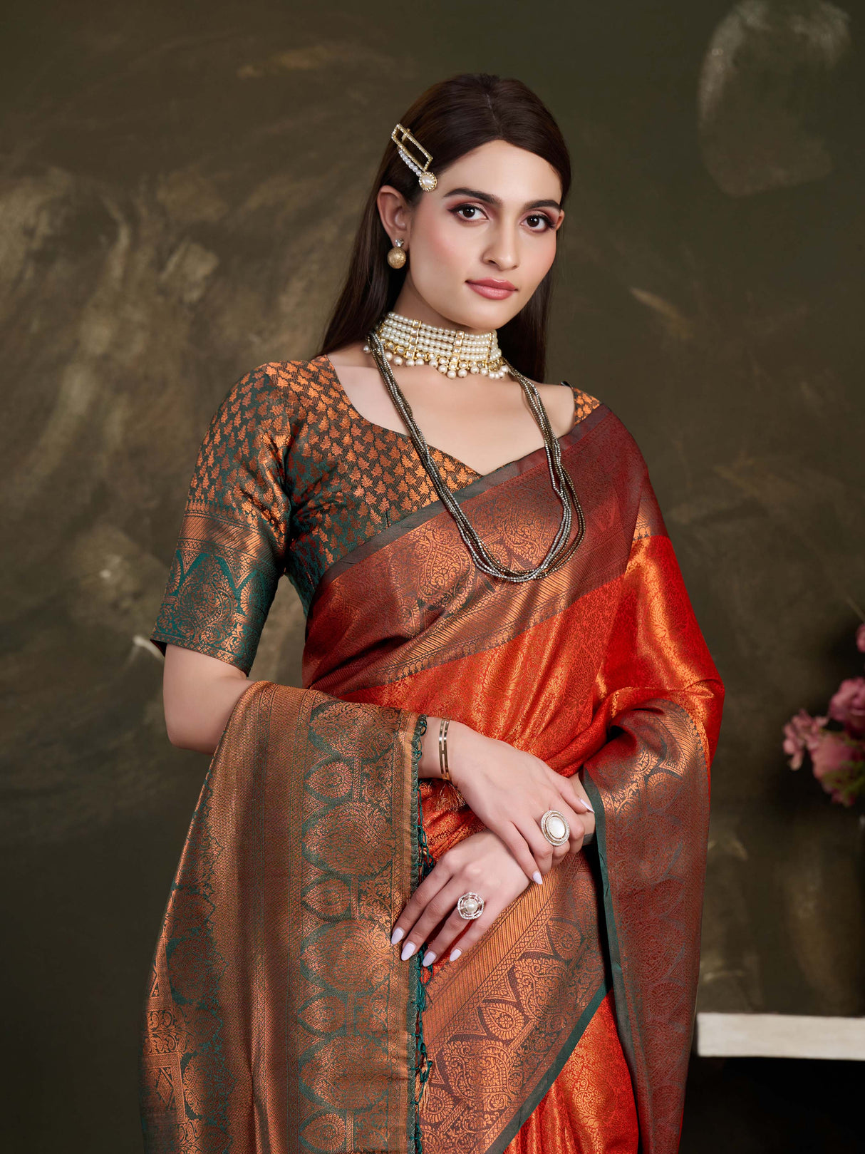 Mimosa Women's Woven Design Kanjivaram Art Silk Saree With Blouse Piece : SA0000915MR