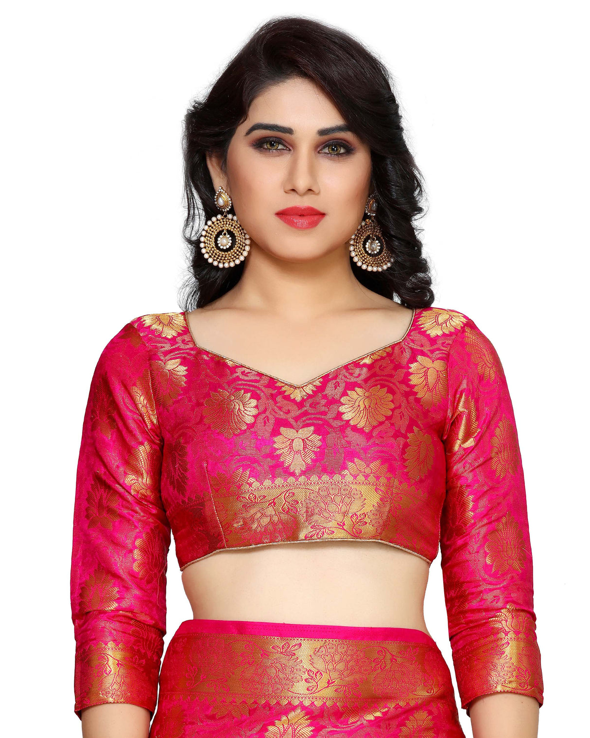 Mimosa Womens Art Silk Saree Kanjivaram Rani Color