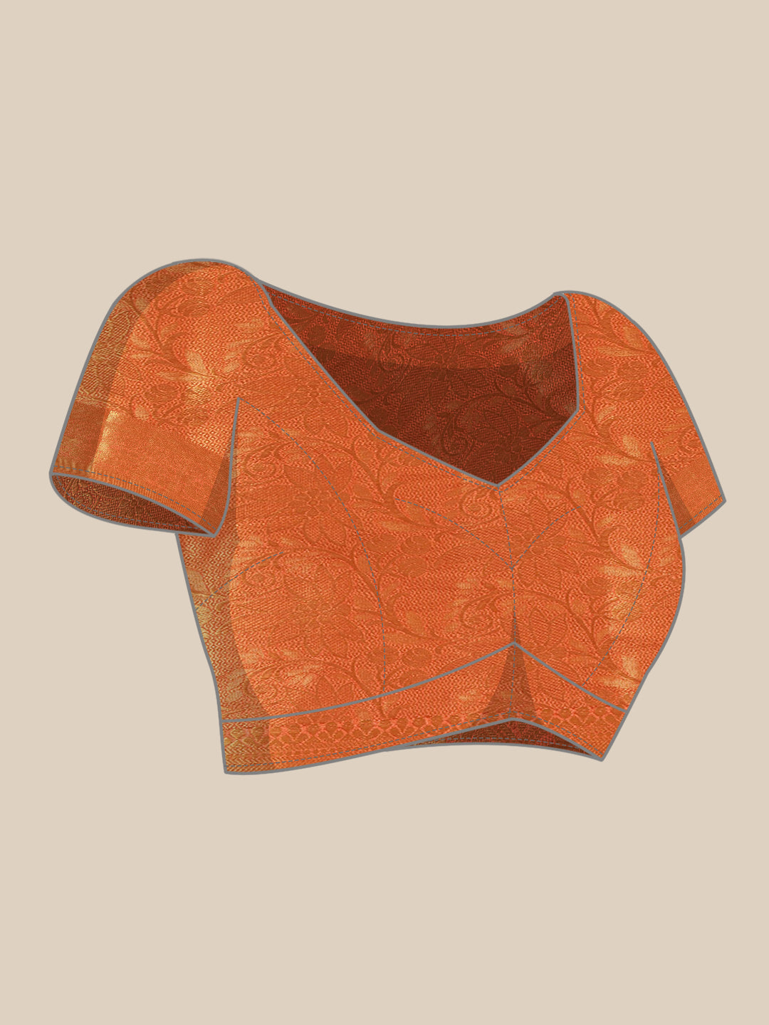 Mimosa Womens Art Silk Saree Kanjivaram Orange Color