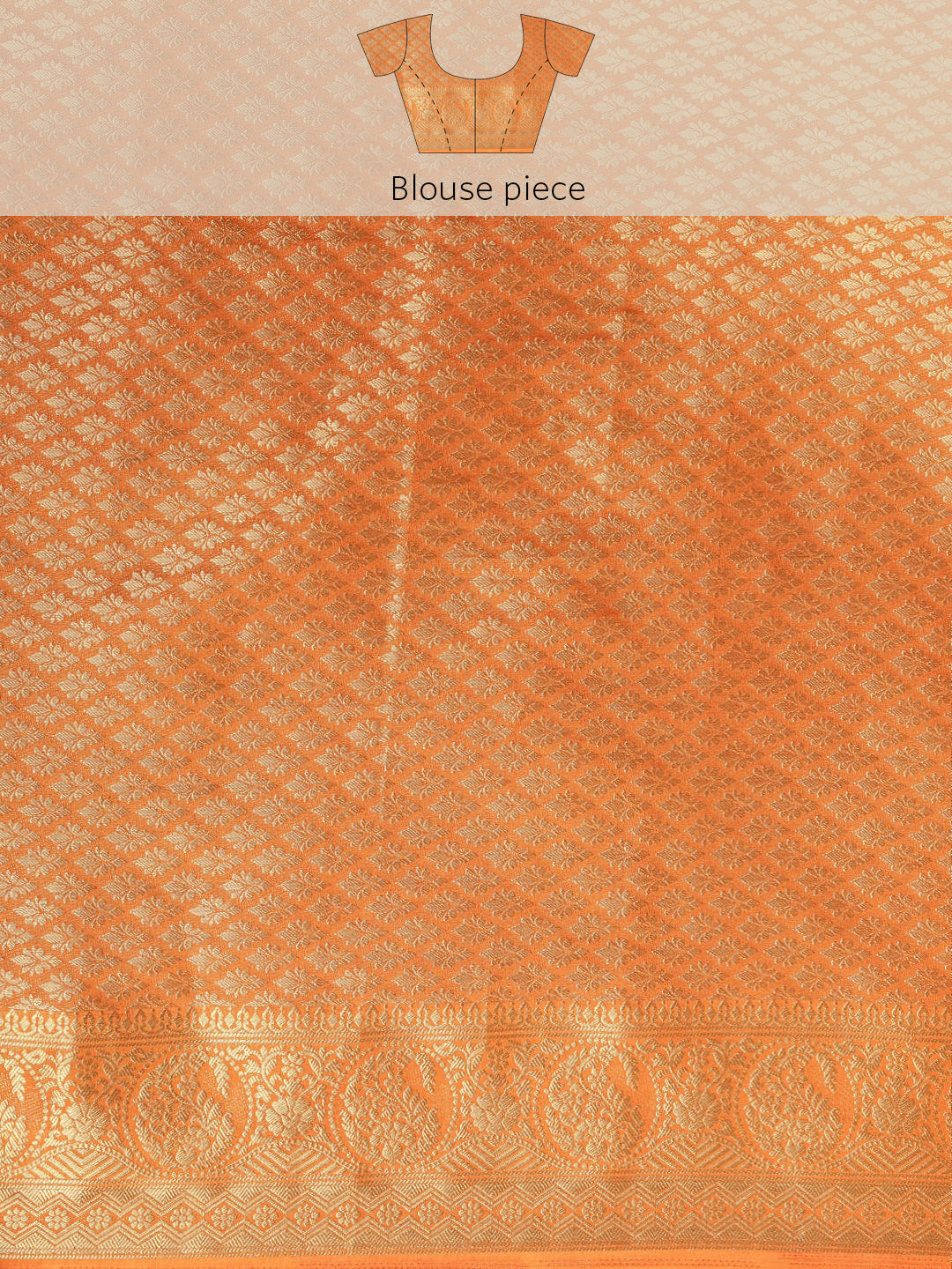 Mimosa Womens Art Silk Saree Kanjivaram Orange Color