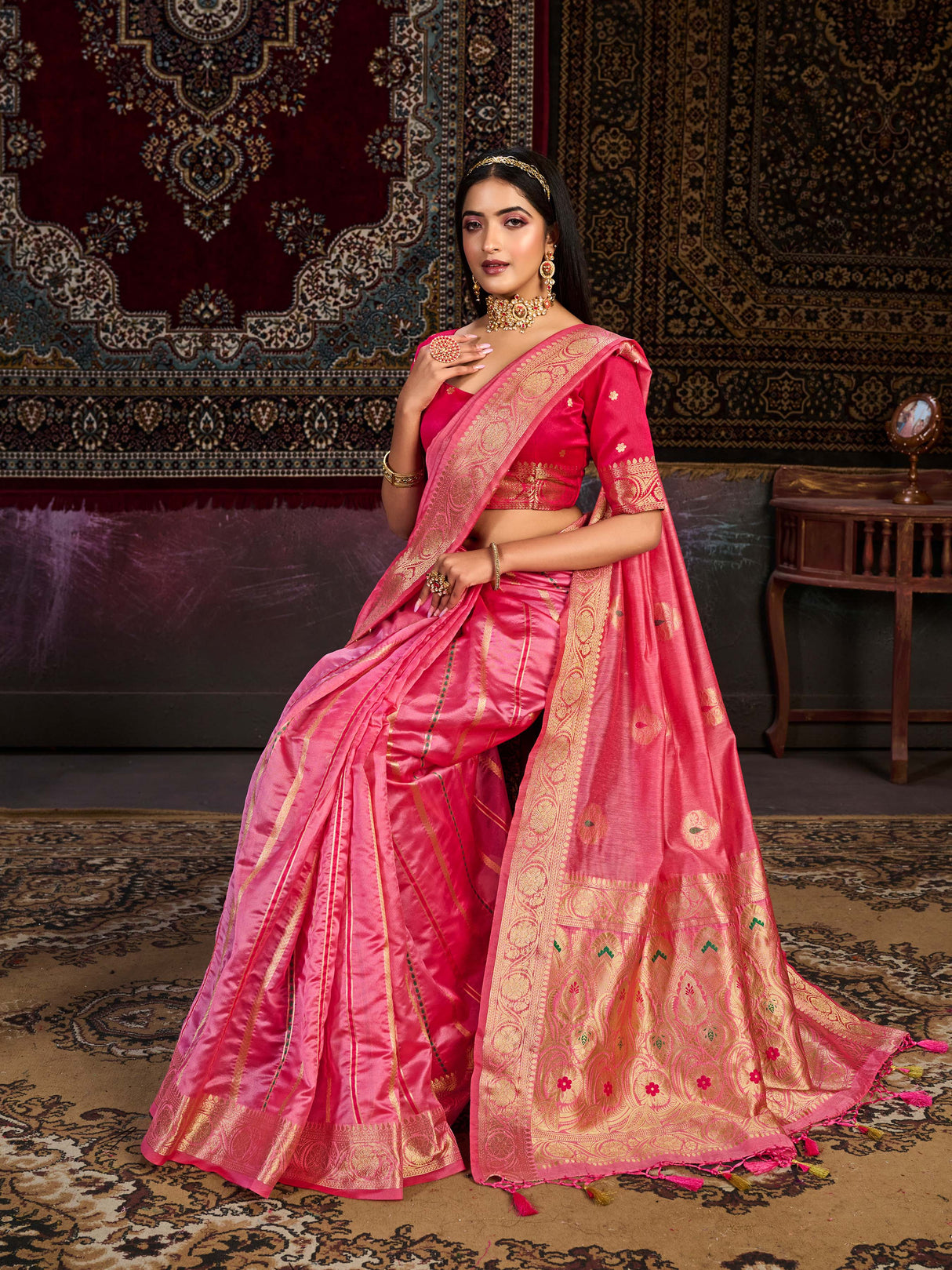 Mimosa Women's Woven Design Bishnupur Art Silk Saree With Blouse Piece : SA0000866GJ