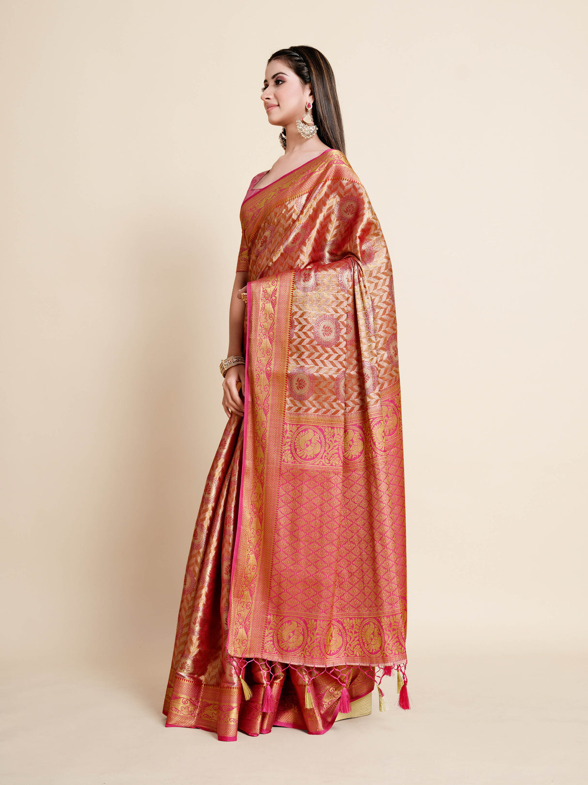 Mimosa Womens Art Silk Saree Kanjivaram Maroon Color