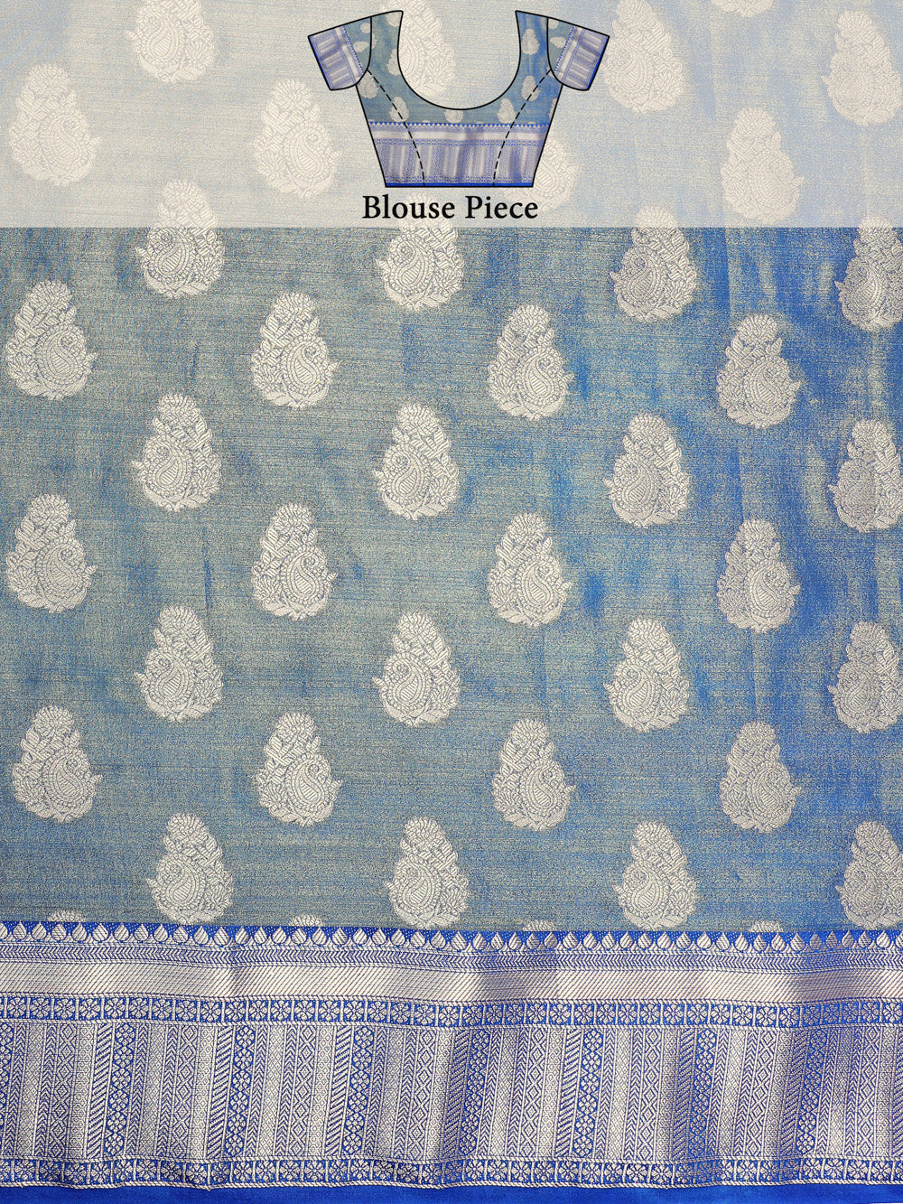 Mimosa Womens Art Silk Saree Kanjivaram Saffire Color