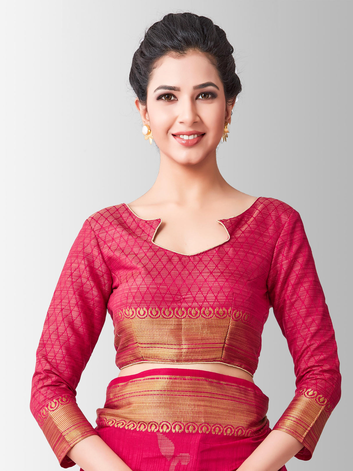 Mimosa Womens Art Silk Saree Kanjivaram Strawberry Color