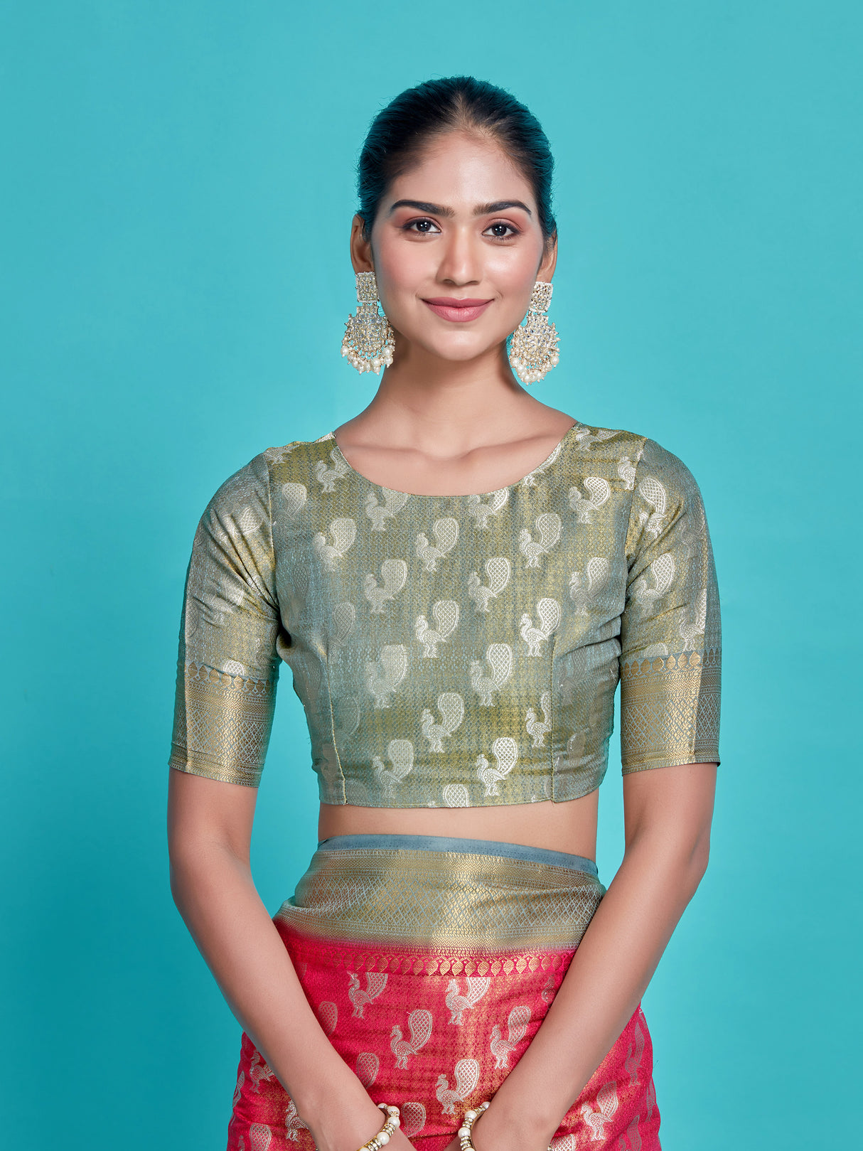 Mimosa Women's Woven Design Kanjivaram Style Art Silk Saree With Blouse Piece : SA0000379RNFREE