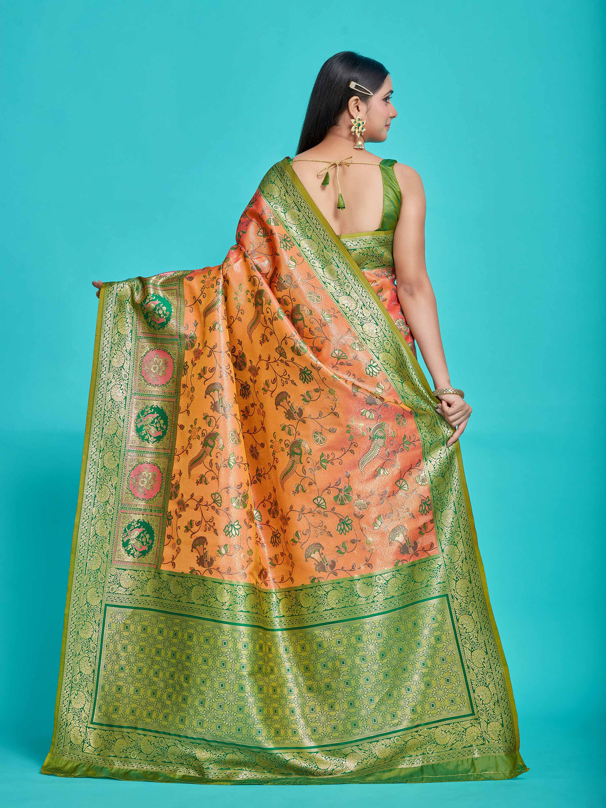 Mimosa Women's Woven Design Patola Style Art Silk Saree With Blouse Piece : SA00001389PCFREE