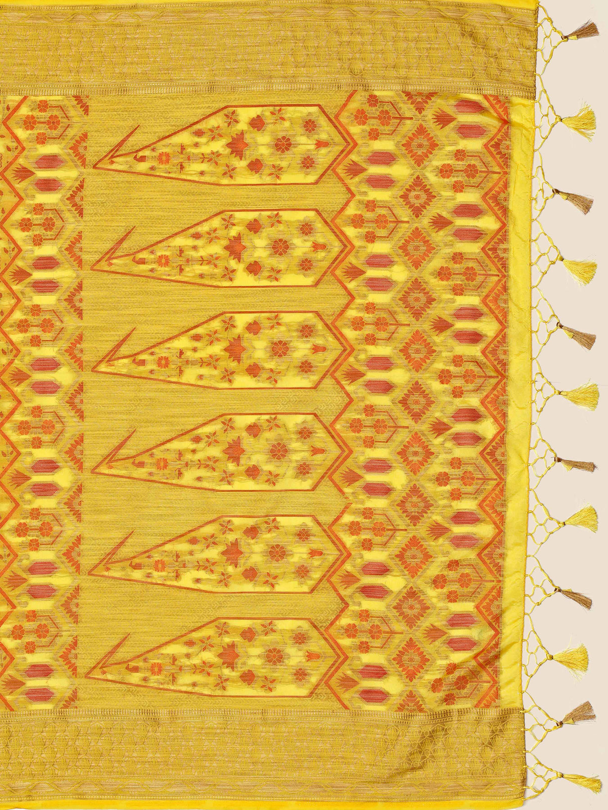 Mimosa Womens Art Silk Saree Kanjivaram Yellow Color