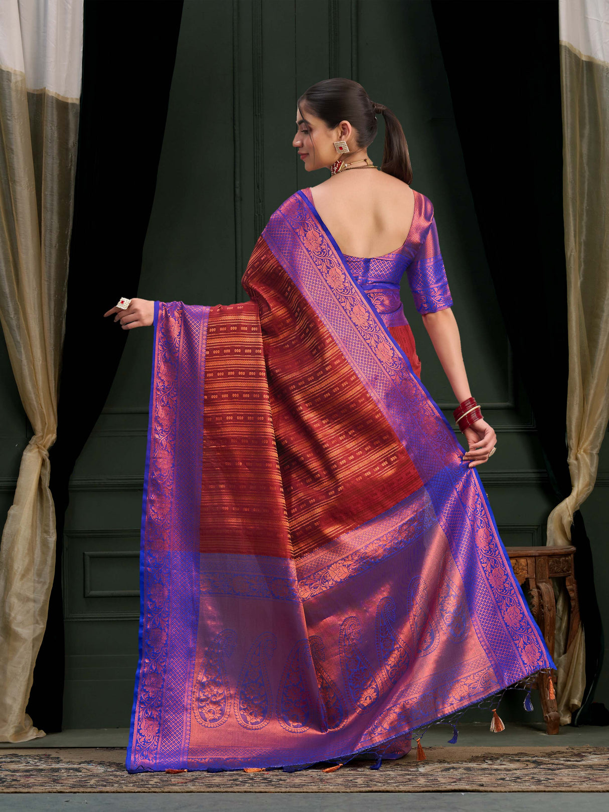 Mimosa Women's Woven Design Kanjivaram Art Silk Saree With Blouse Piece : SA0000914MR