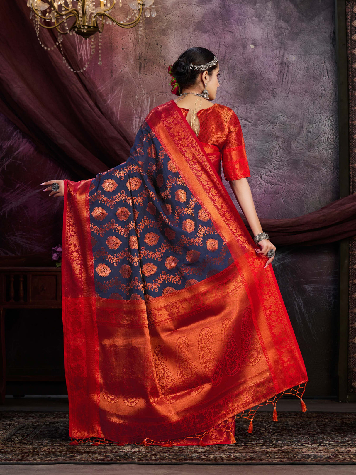 Mimosa Women's Woven Design Kanjivaram Art Silk Saree With Blouse Piece : SA0000913NV