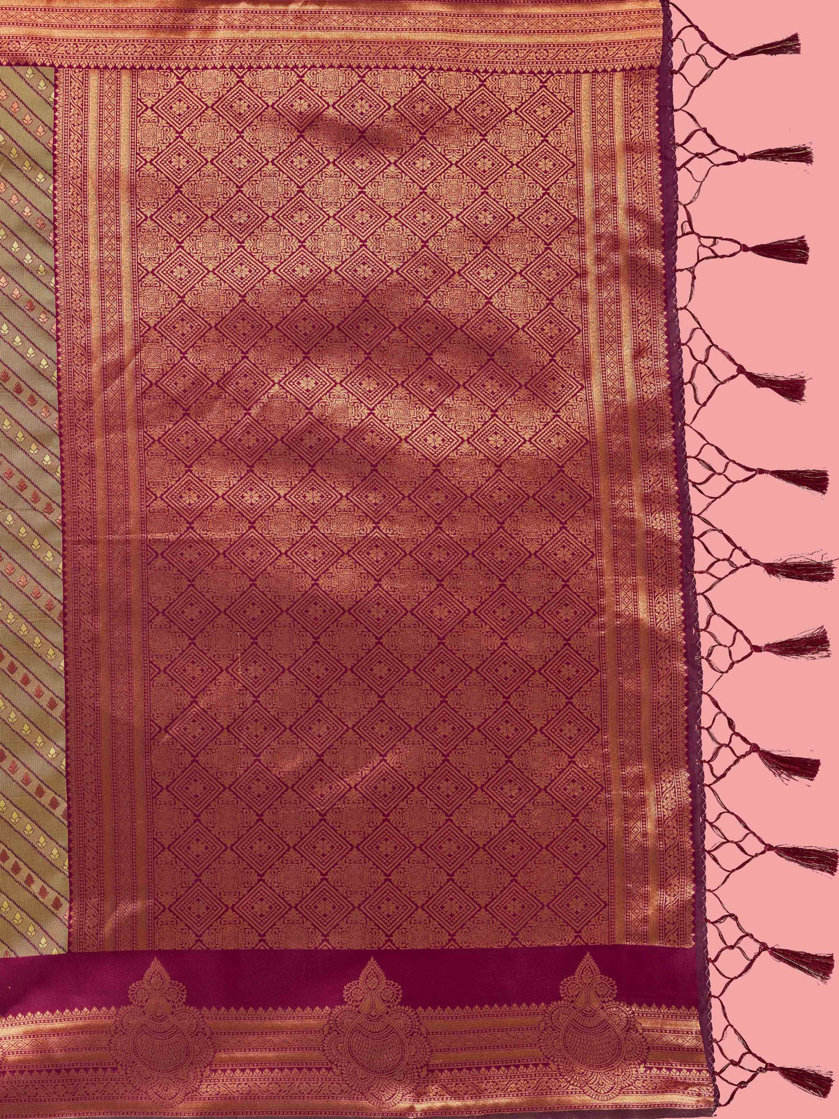 Mimosa Women's Woven Design Kanjivaram Style Art Silk Saree With Blouse Piece : SA00001252OLFREE