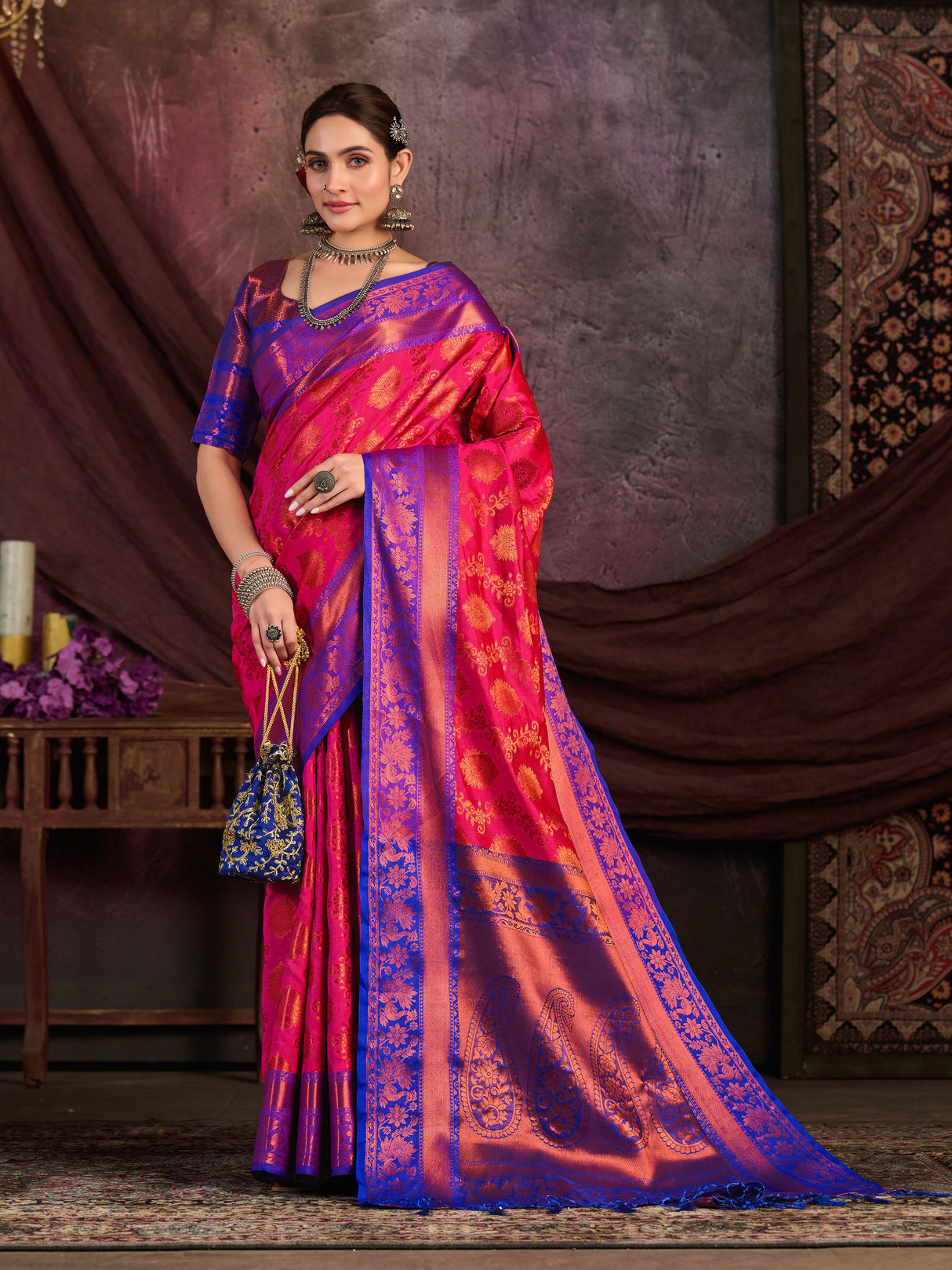 Mimosa Women's Woven Design Kanjivaram Art Silk Saree With Blouse Piece : SA0000913RN