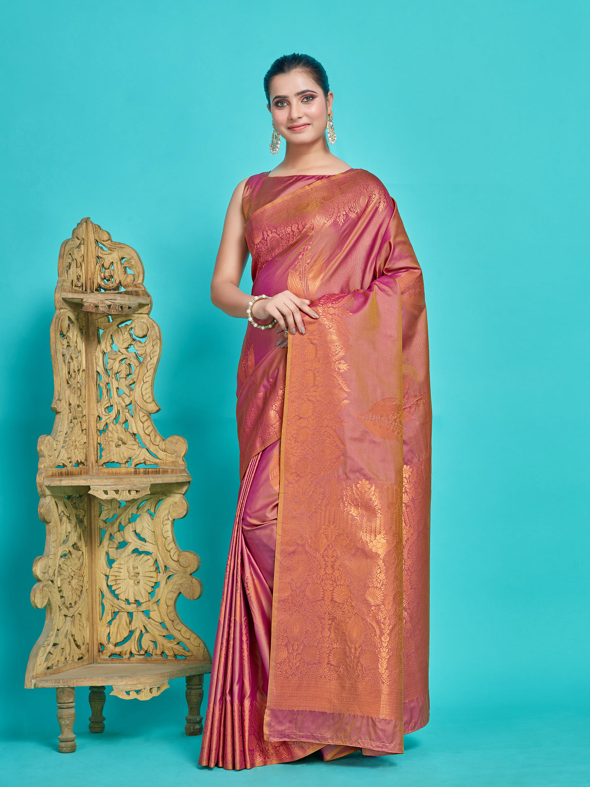 Mimosa Women's Woven Design Kanjivaram Style Art Silk Saree With Blouse Piece : SA00001382PRFREE