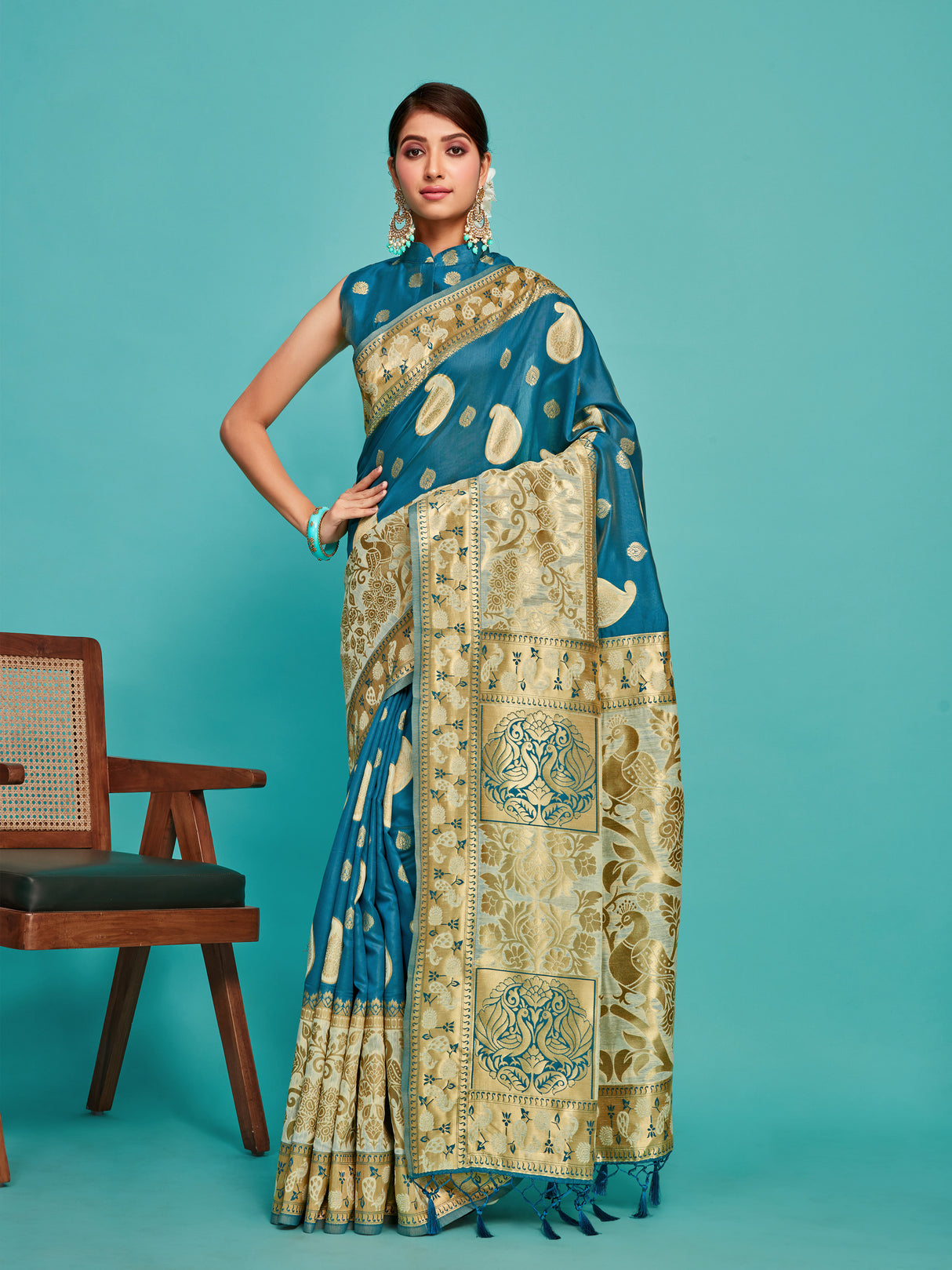 Mimosa Women's Woven Design Kanjivaram Art Silk Saree With Blouse Piece : SA00001246IBFREE