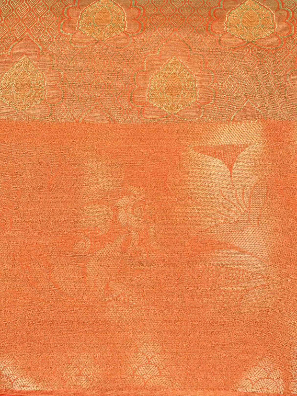 Mimosa Womens Art Silk Saree Kanjivaram Orange Color