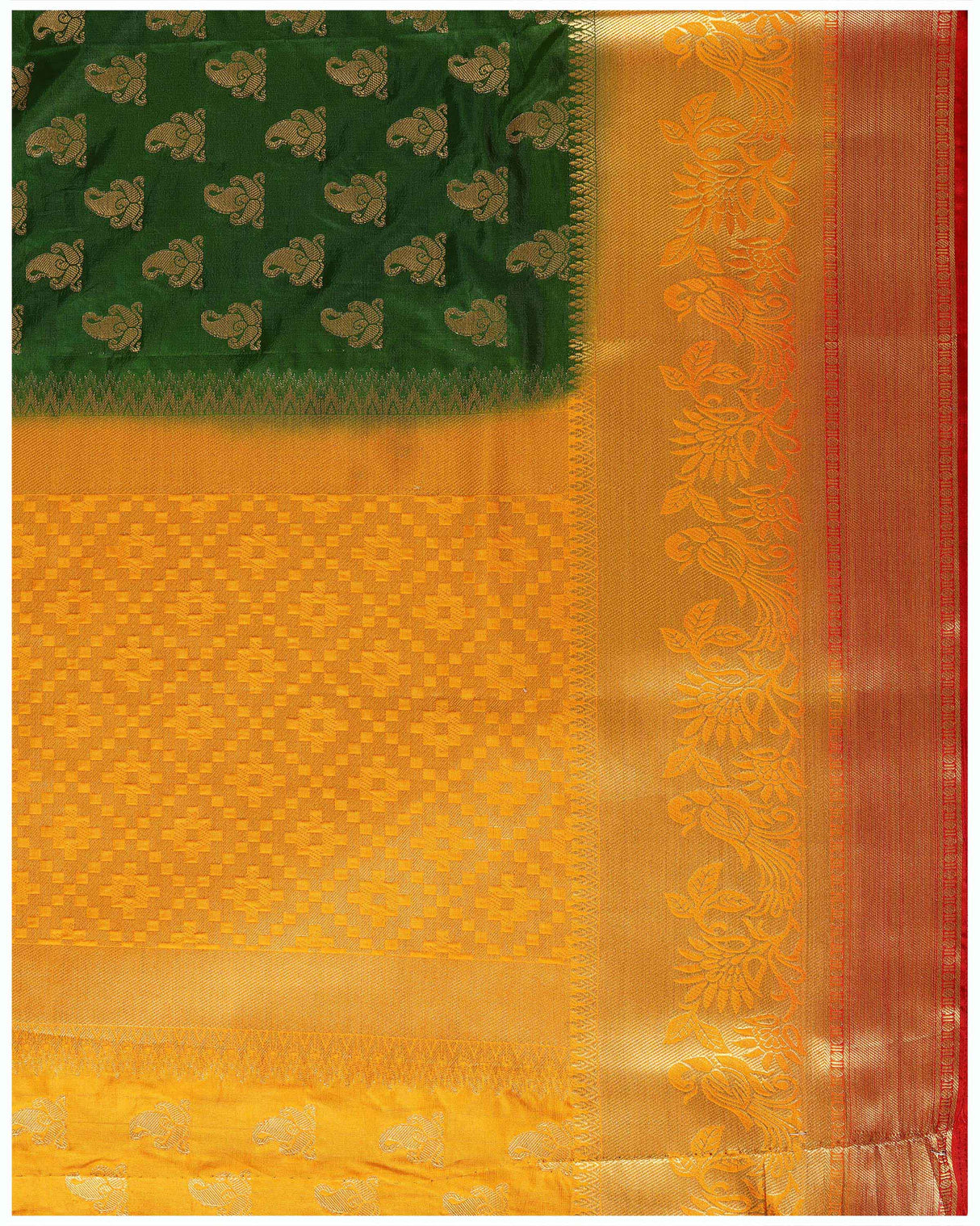Mimosa Womens Art Silk Saree Kanjivaram BGreen Color