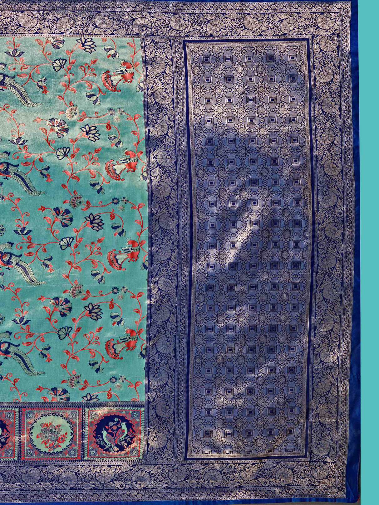 Mimosa Women's Woven Design Patola Style Art Silk Saree With Blouse Piece : SA00001389BLUFREE