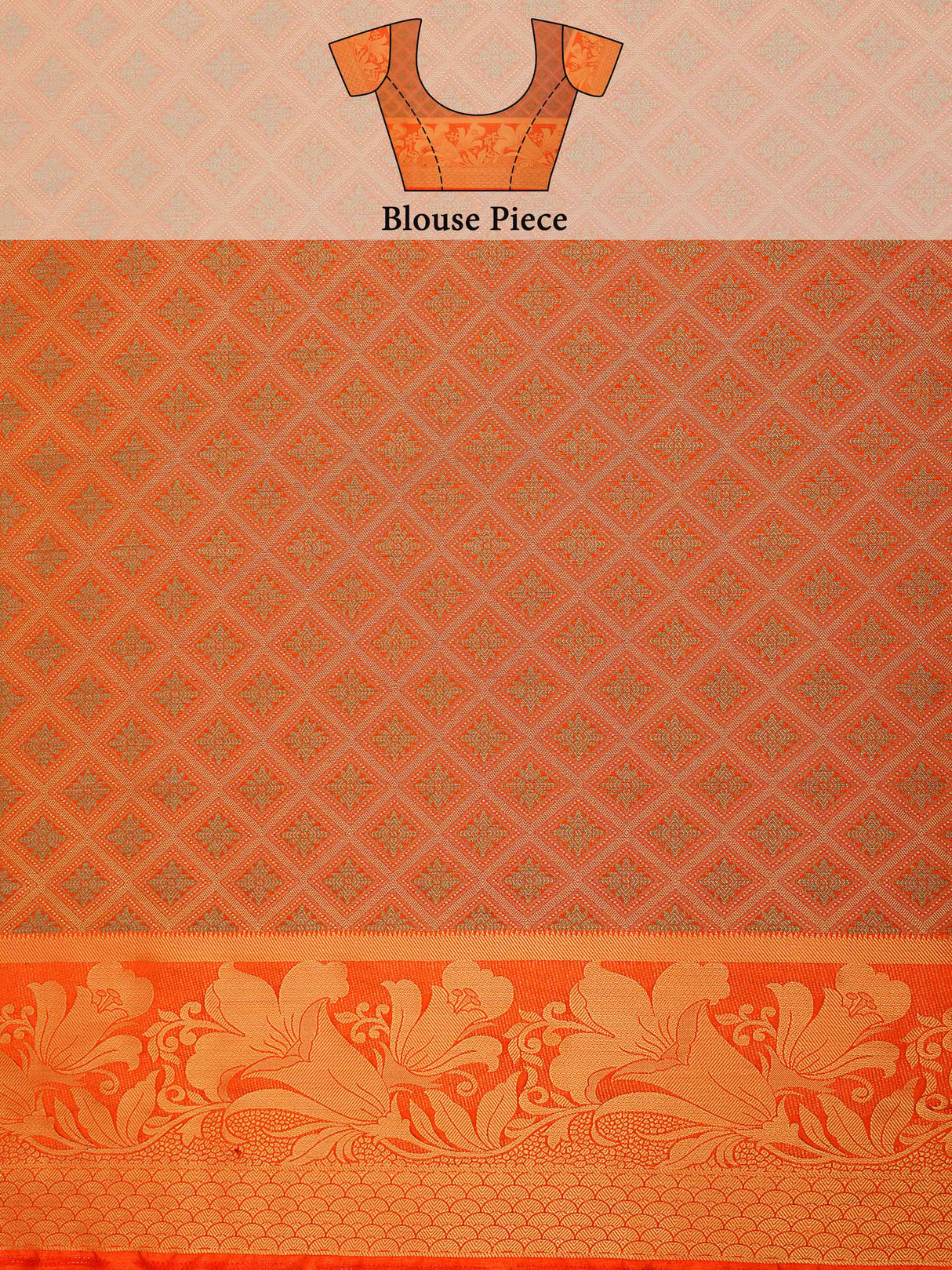 Mimosa Womens Art Silk Saree Kanjivaram Orange Color