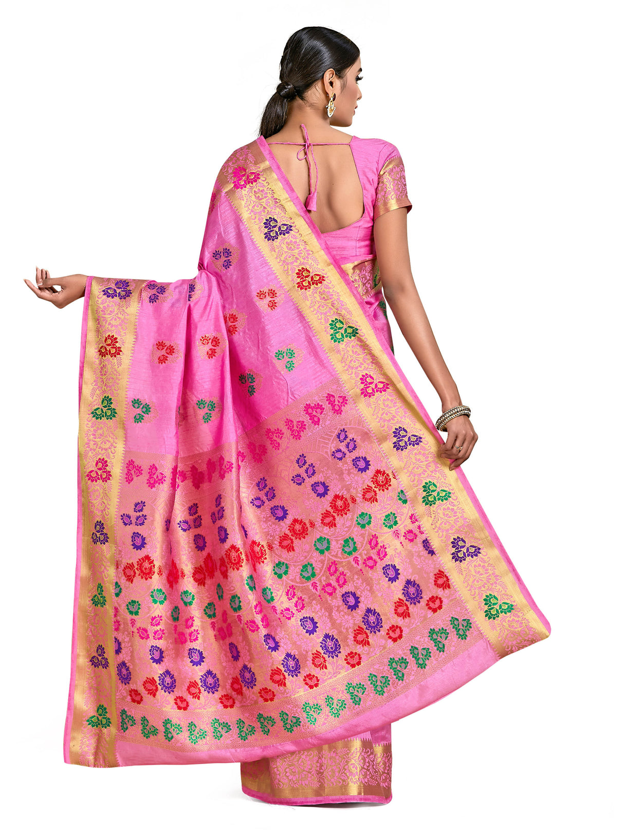 Mimosa Womens Art Silk Saree Dharmavaram Pink Color