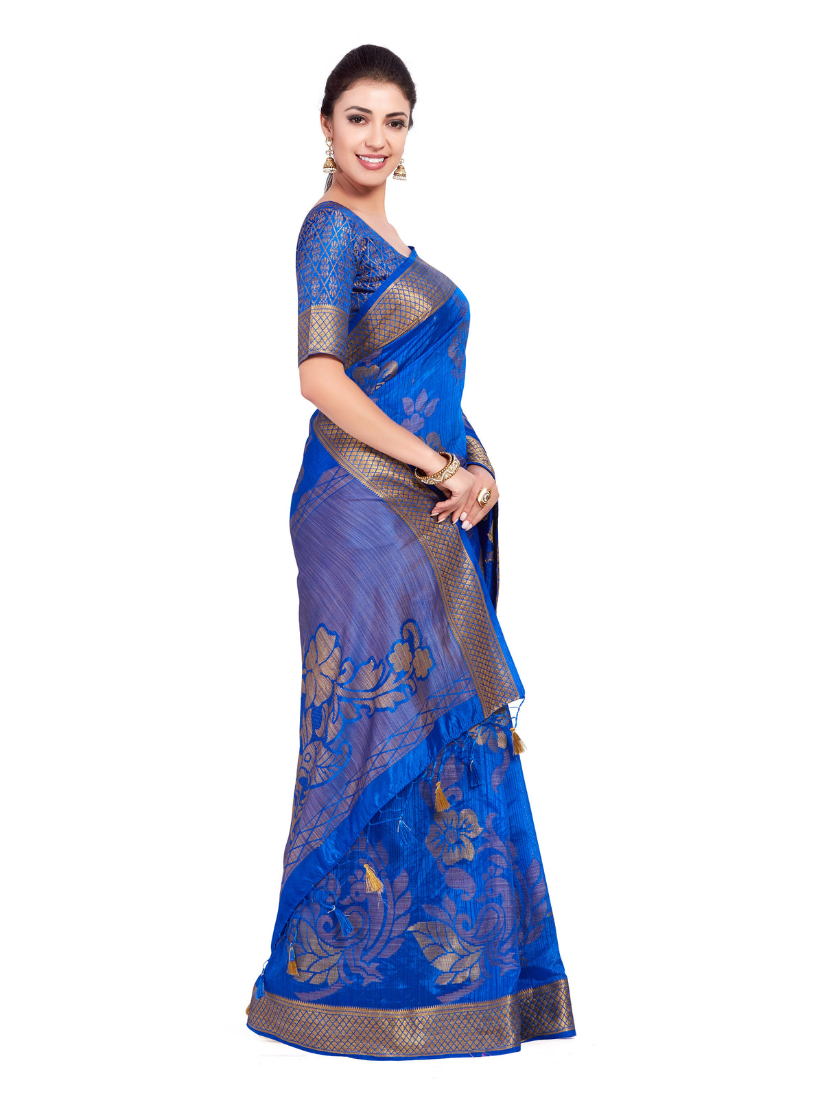 Mimosa Womens Art Silk Saree Kanjivaram Royal Blue Color