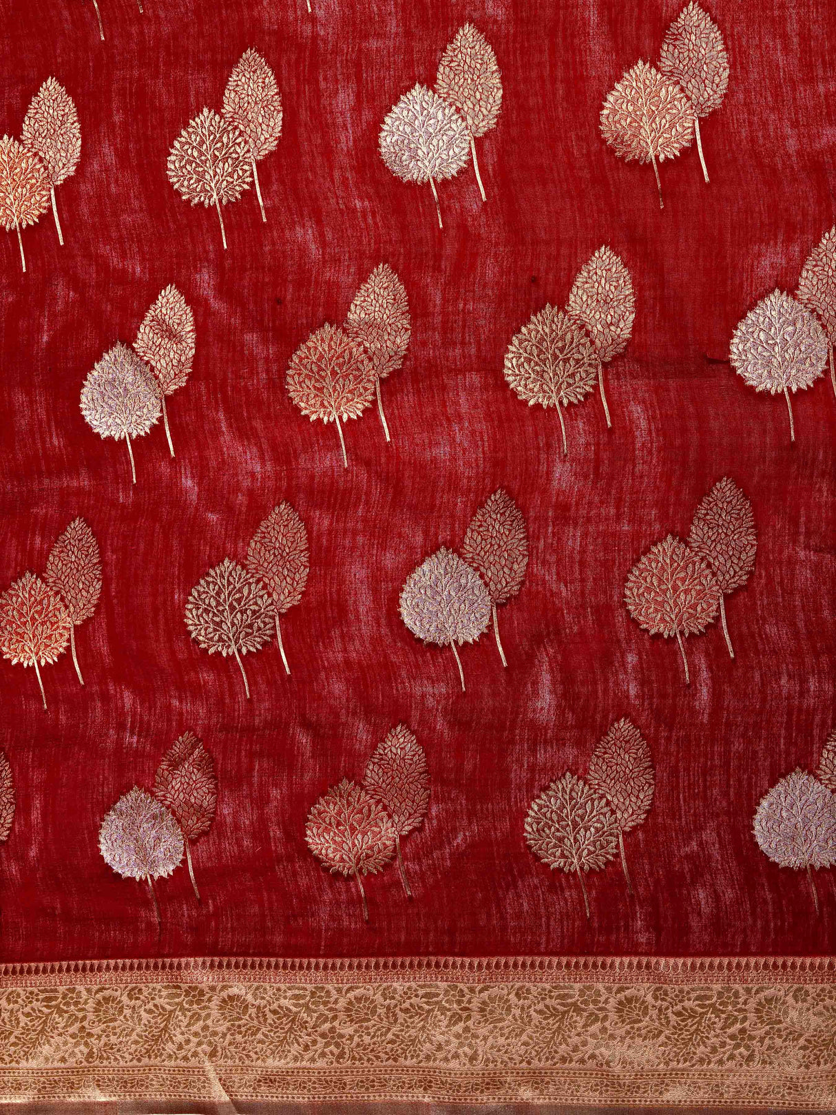 Mimosa Women's Woven Design Kanjivaram Linen Saree With Blouse Piece : SA00001234MRFREE