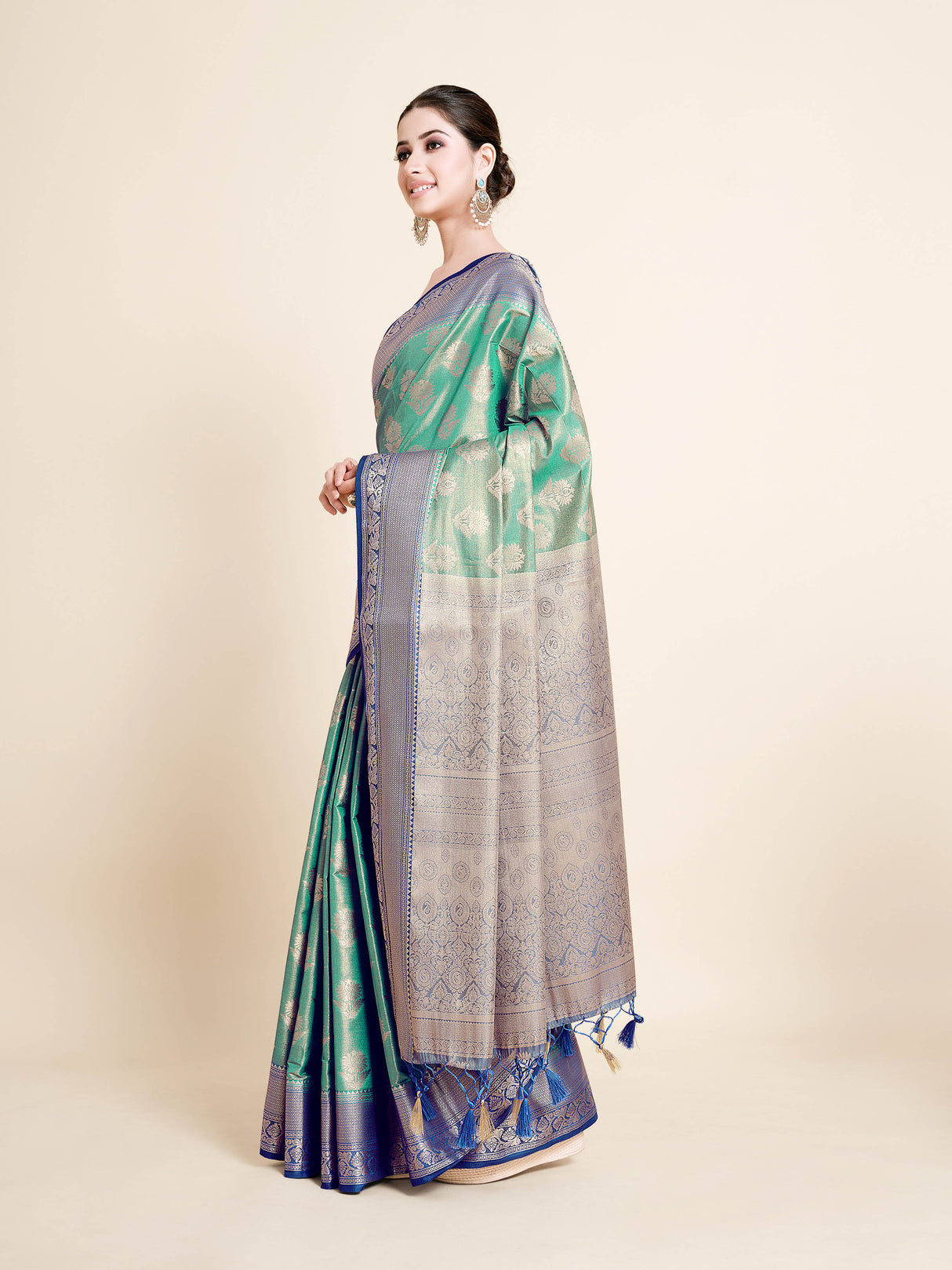 Mimosa Womens Art Silk Saree Kanjivaram Rama Color