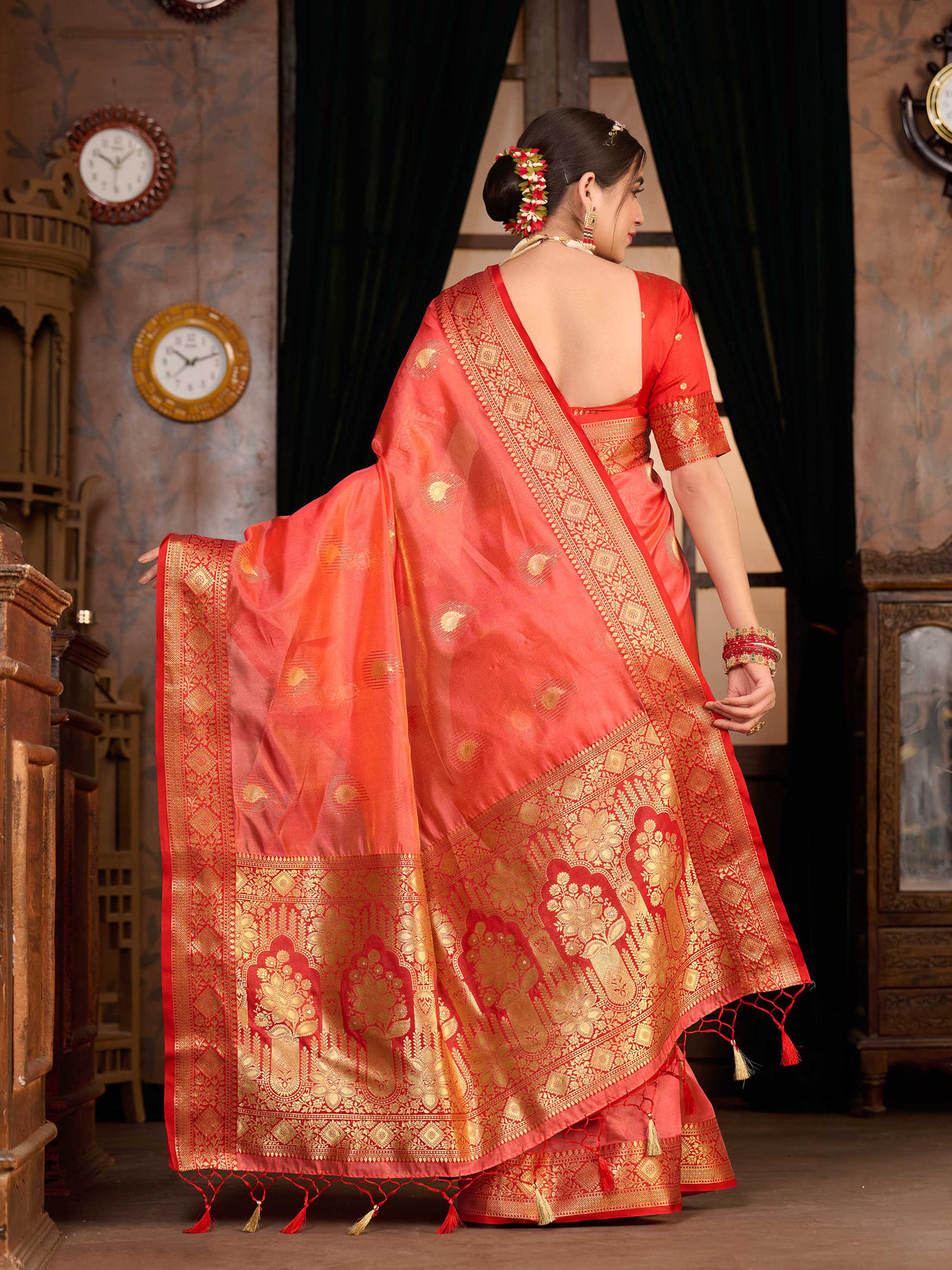 Mimosa Women's Woven Design Kanjivaram Art Silk Saree With Blouse Piece : SA0000944ST