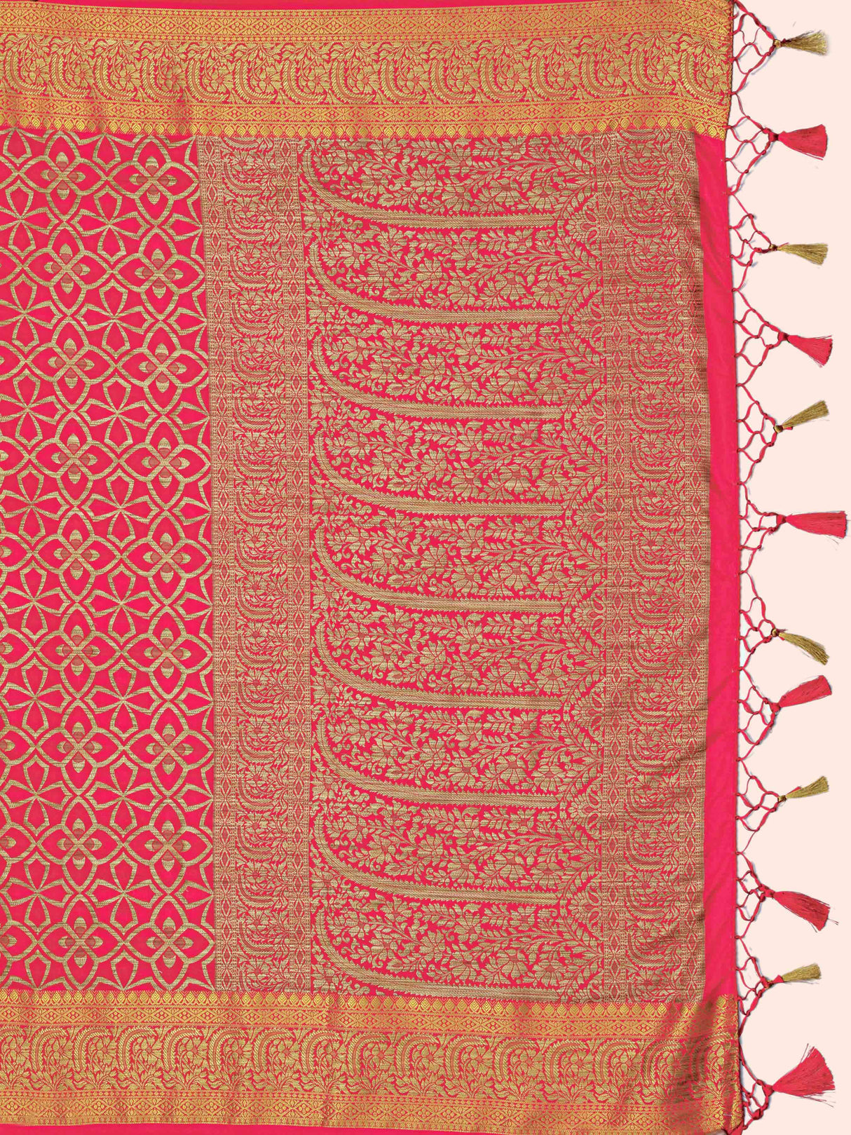 Mimosa Womens Art Silk Saree Kanjivaram Strawberry Color