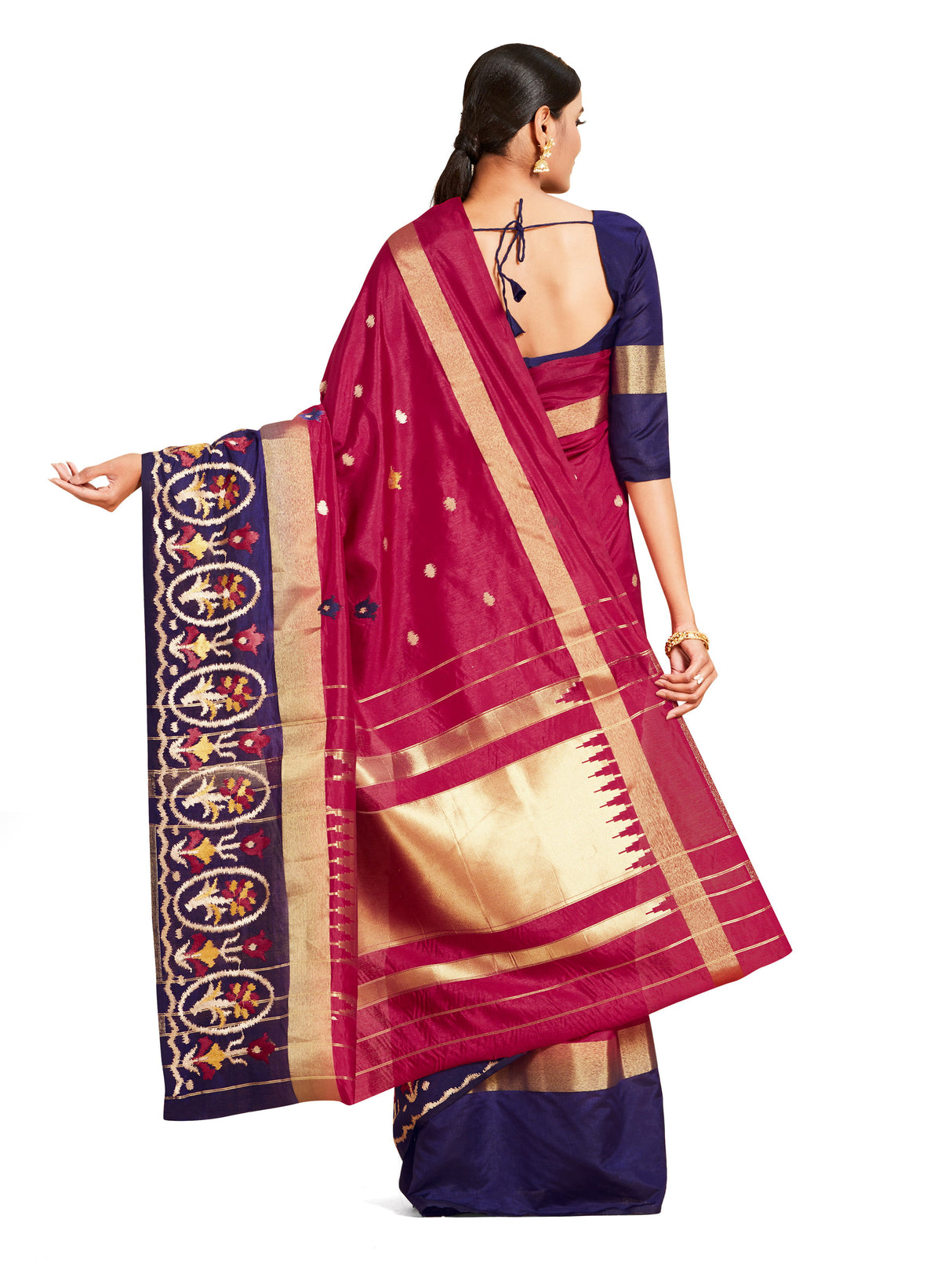 Mimosa Womens Art Silk Saree Kanjivaram style Maroon Color