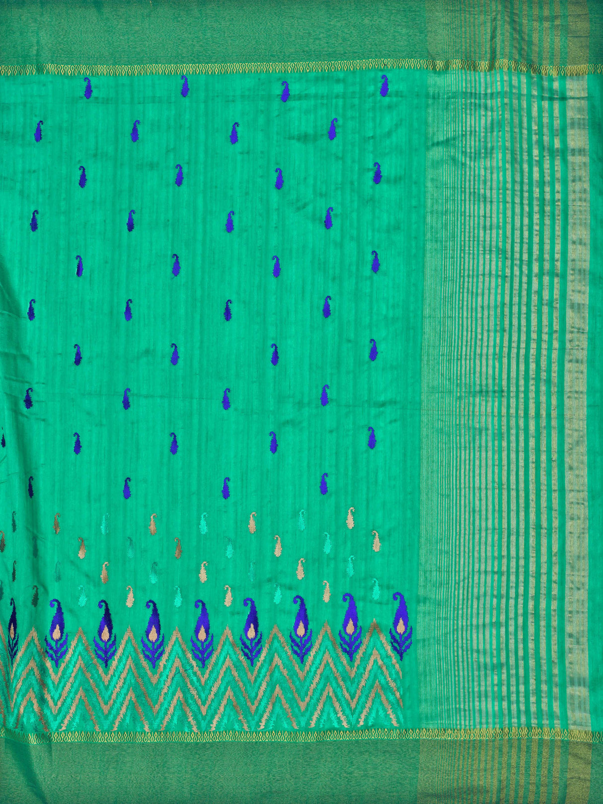 Mimosa Womens Raw Silk Saree Kanjivaram style Rama Color