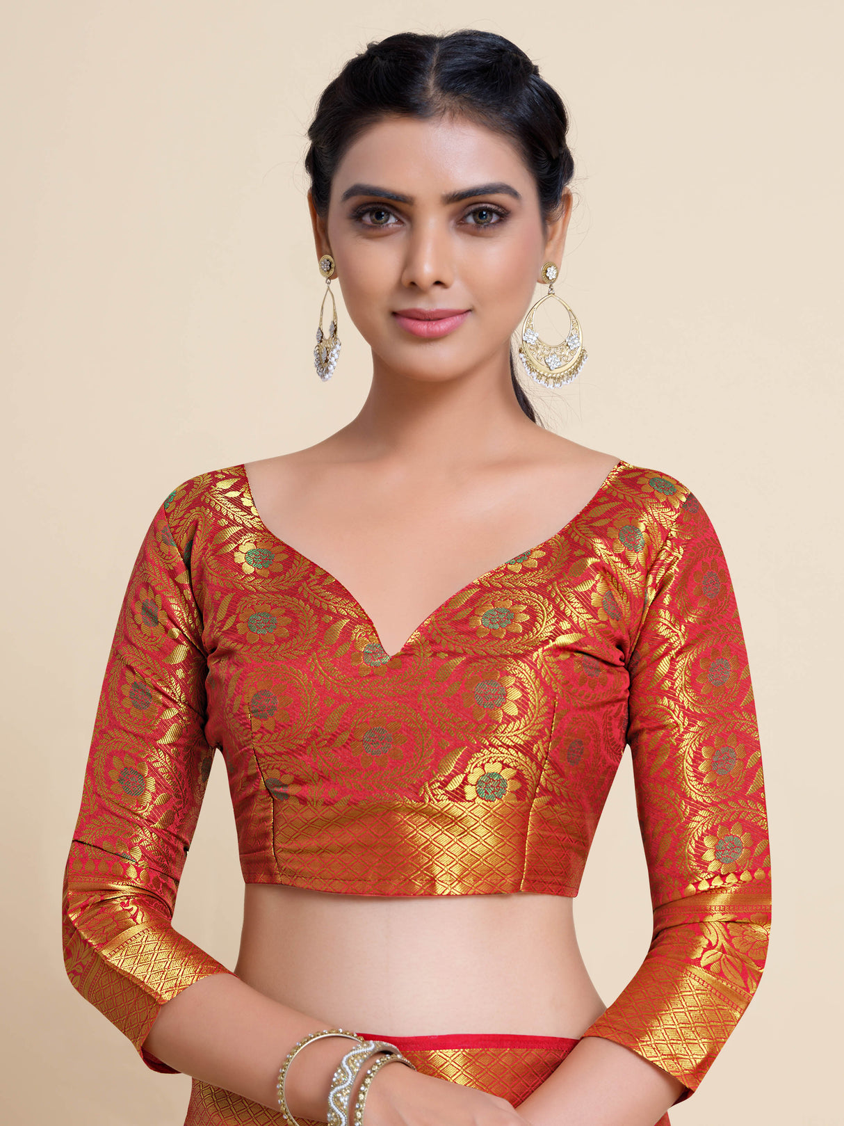 Mimosa Womens Art Silk Saree Kanjivaram Strawberry Color