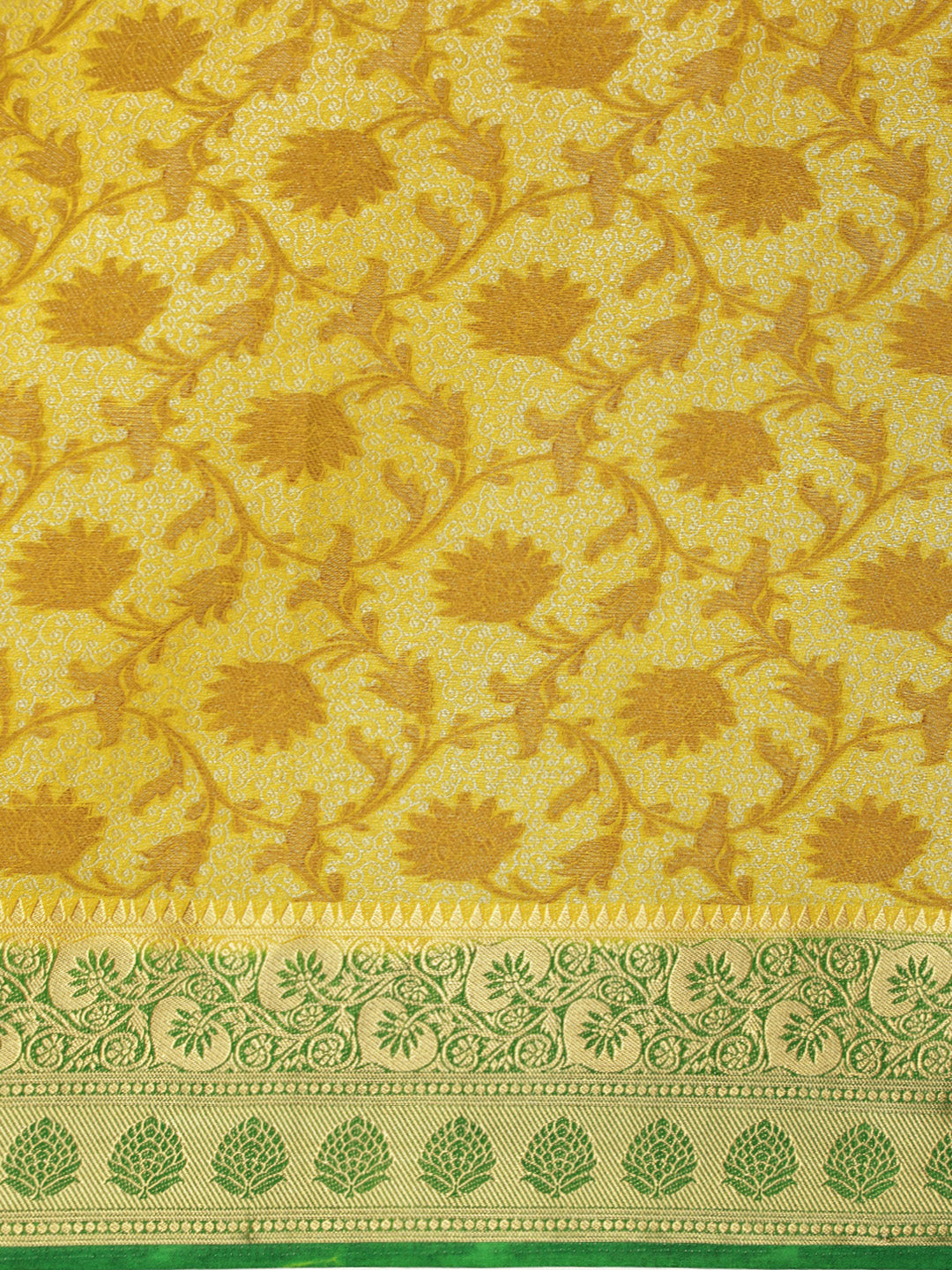 Mimosa Womens Art Silk Saree Kanjivaram Yellow Color