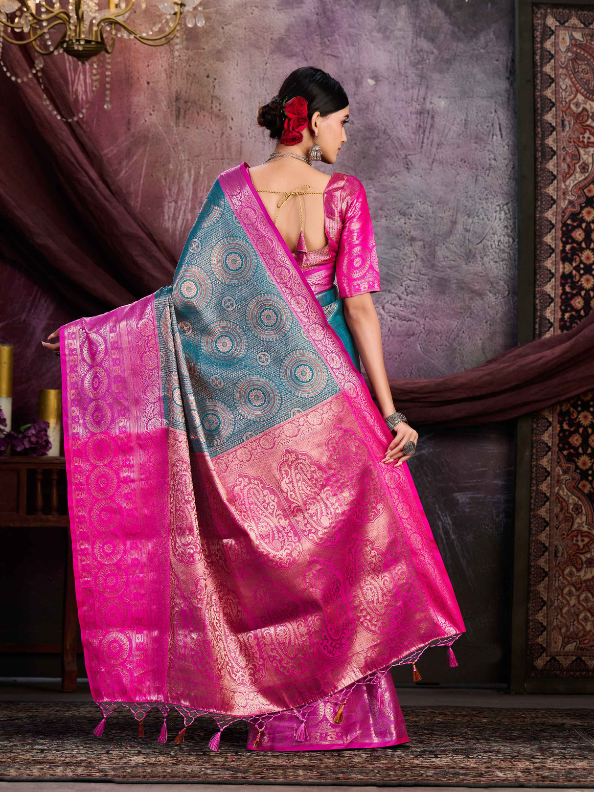 Mimosa Women's Woven Design Kanjivaram Art Silk Saree With Blouse Piece : SA0000912SF