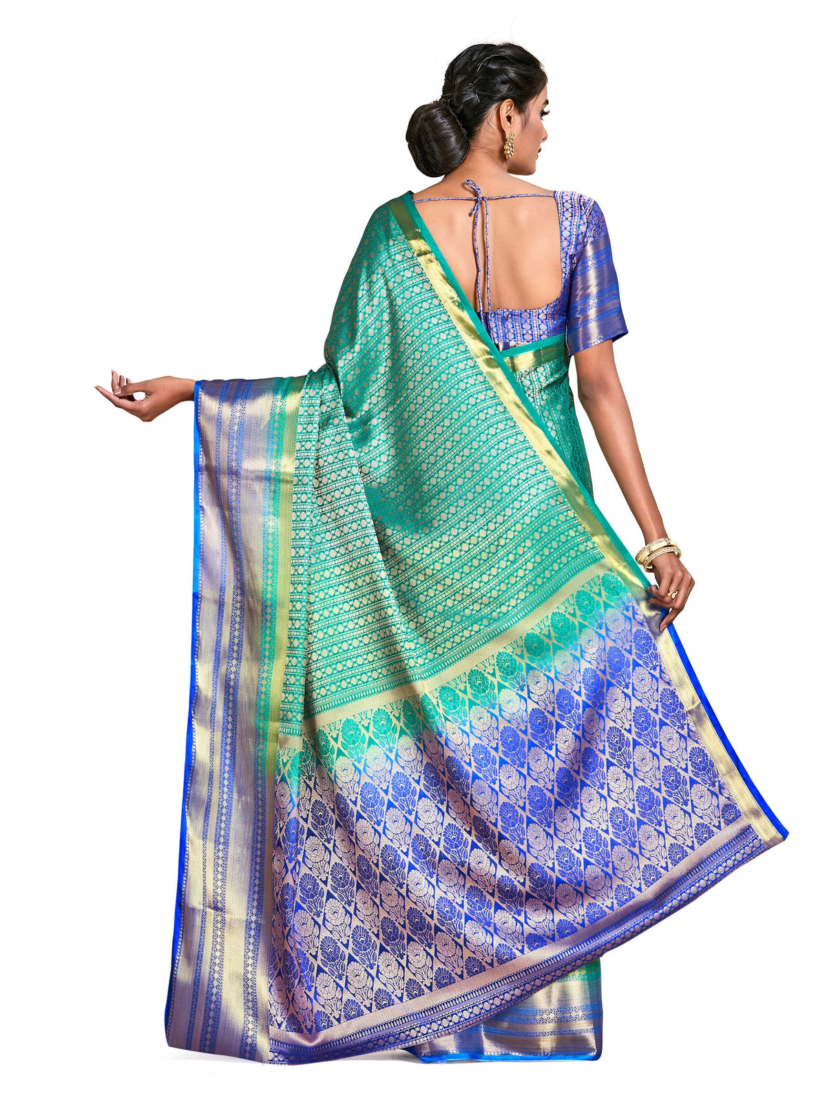 Mimosa Womens Art Silk Saree Kanjivaram Rama Color