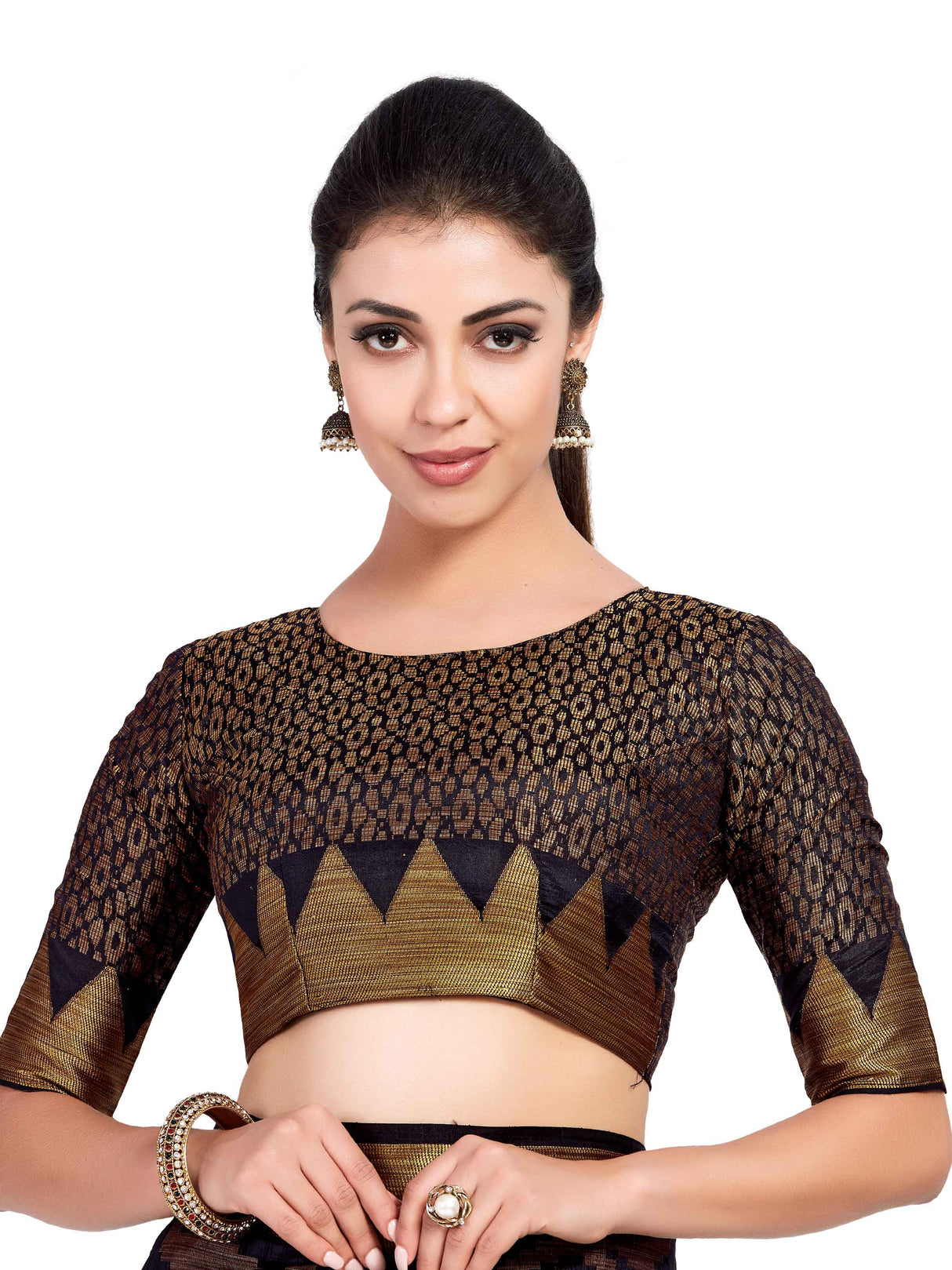 Mimosa Womens Art Silk Saree Kanjivaram Black Color