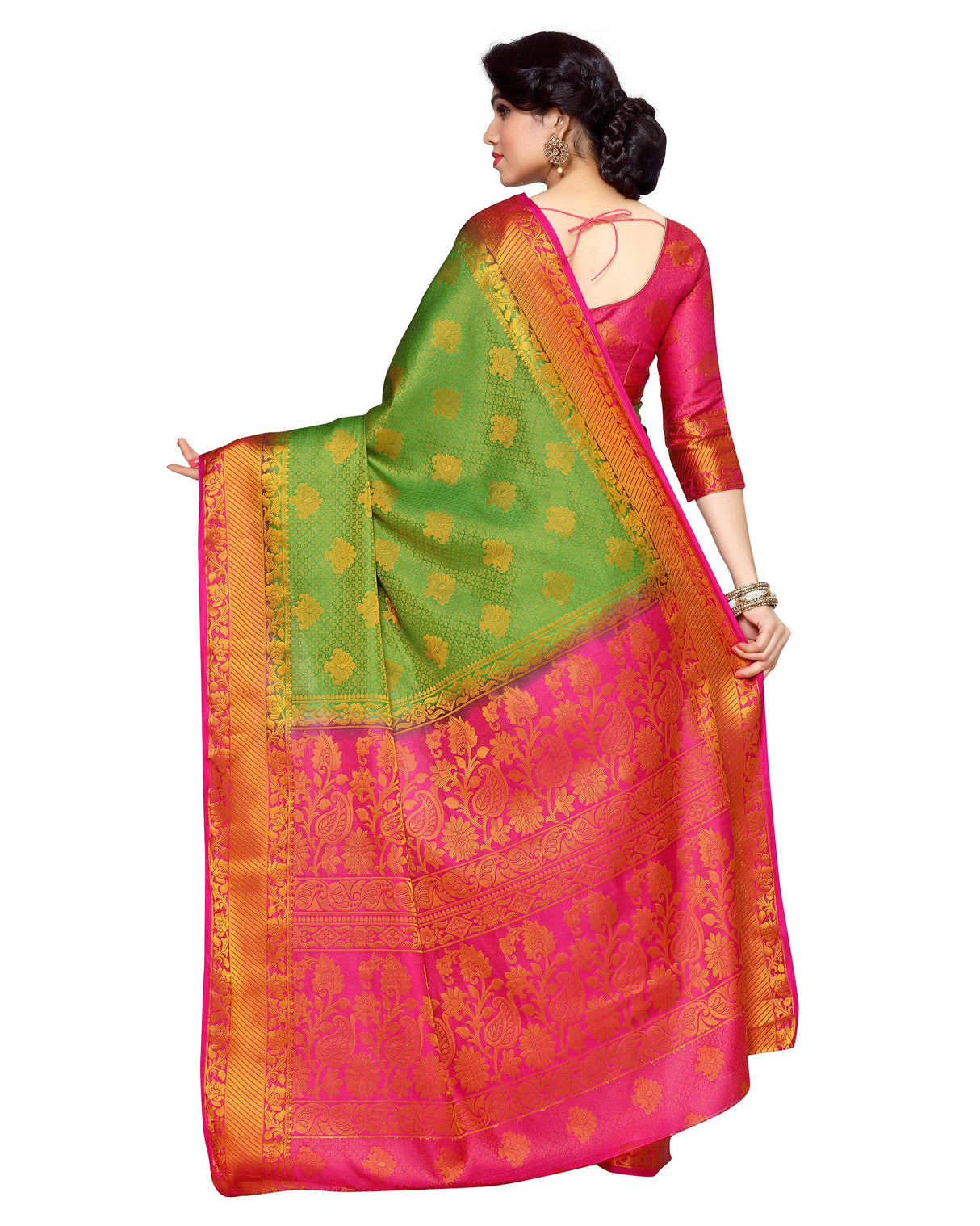 Mimosa Womens Art Silk Saree Kanjivaram Green Color