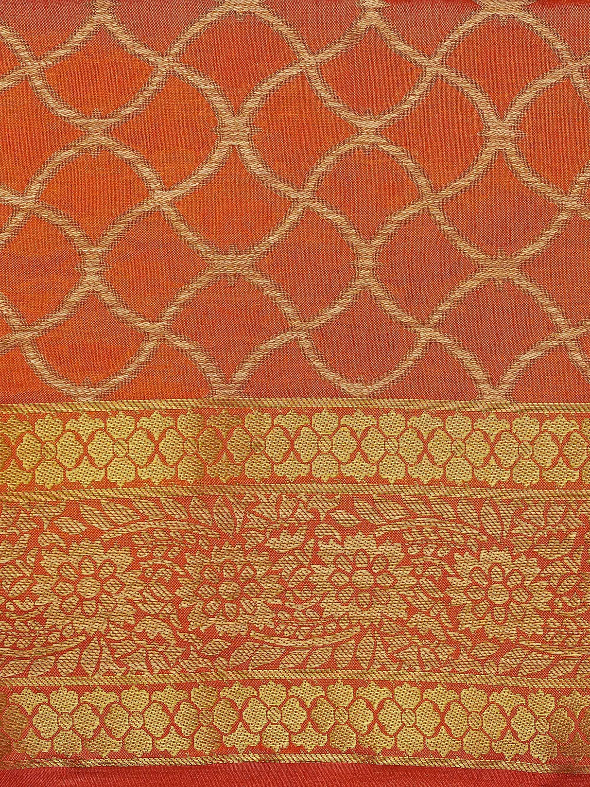 Mimosa Womens Art Silk Saree Kanjivaram Rust Color