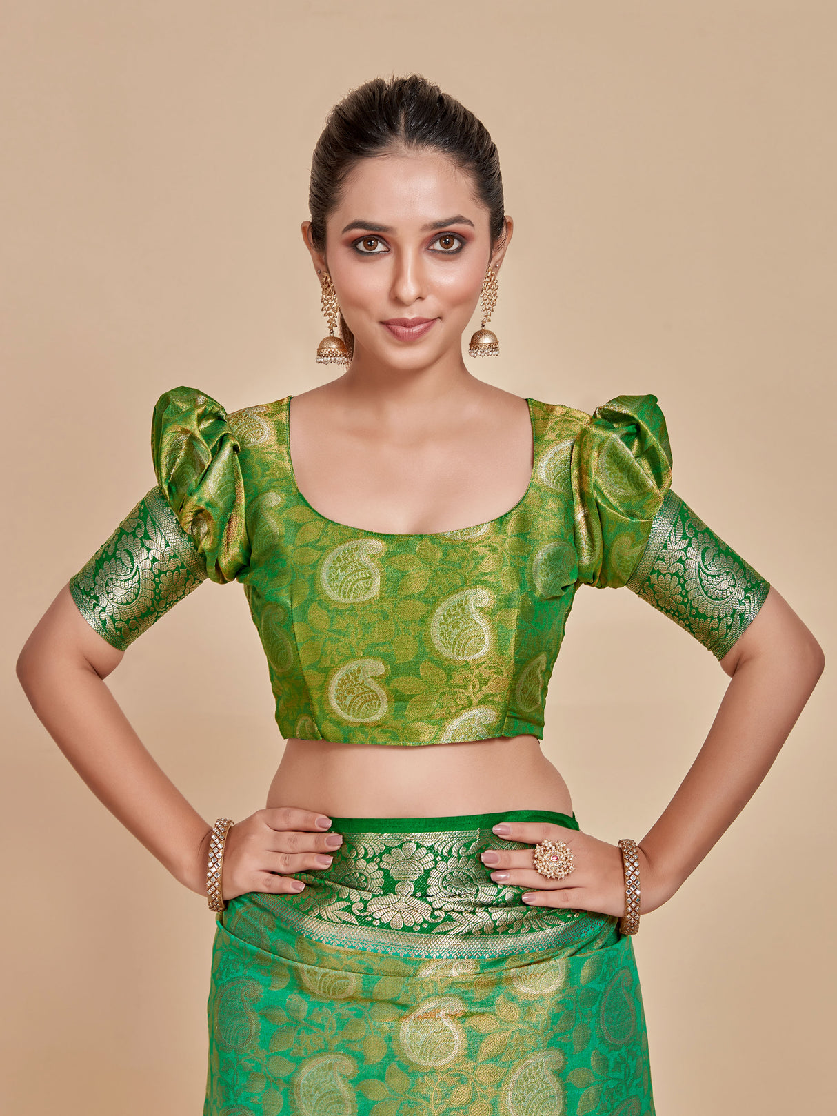 Mimosa Women's Woven Design Kanjivaram Style Art Silk Saree With Blouse Piece : SA0000412RMFREE