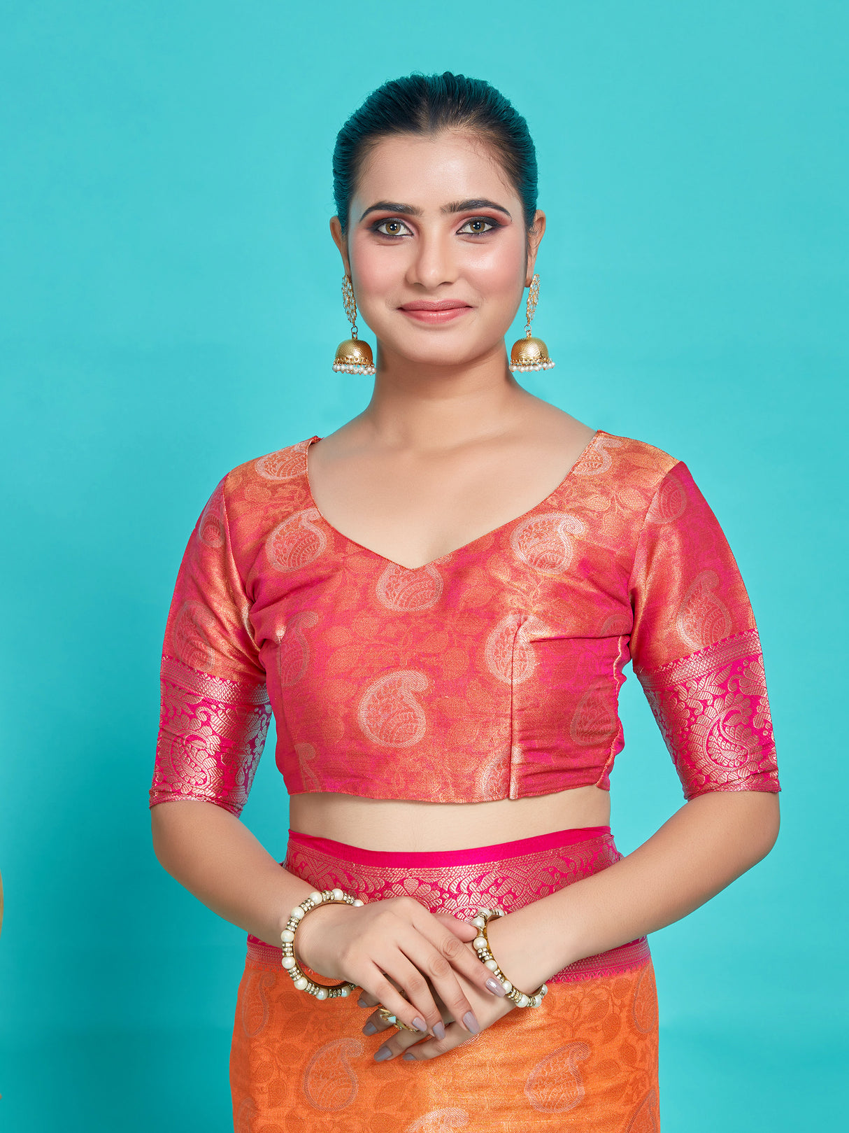 Mimosa Women's Woven Design Kanjivaram Style Art Silk Saree With Blouse Piece : SA0000412PCFREE