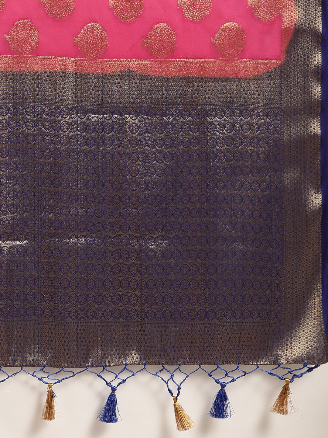 Mimosa Womens Crepe Saree Mysore Silk Strawberry Color