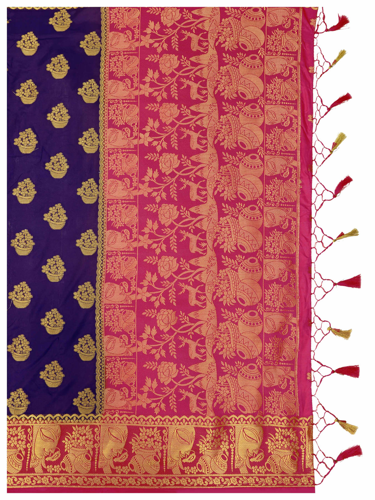 Mimosa Womens Art Silk Saree Kanjivaram Navy Blue Color