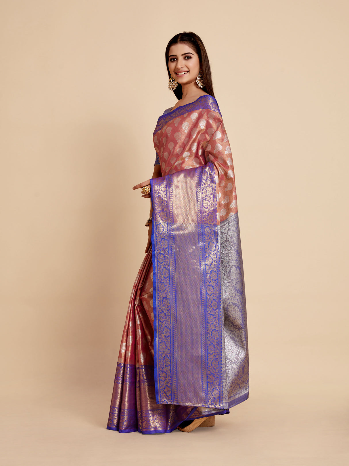 Mimosa Womens Art Silk Saree Kanjivaram Rani Color