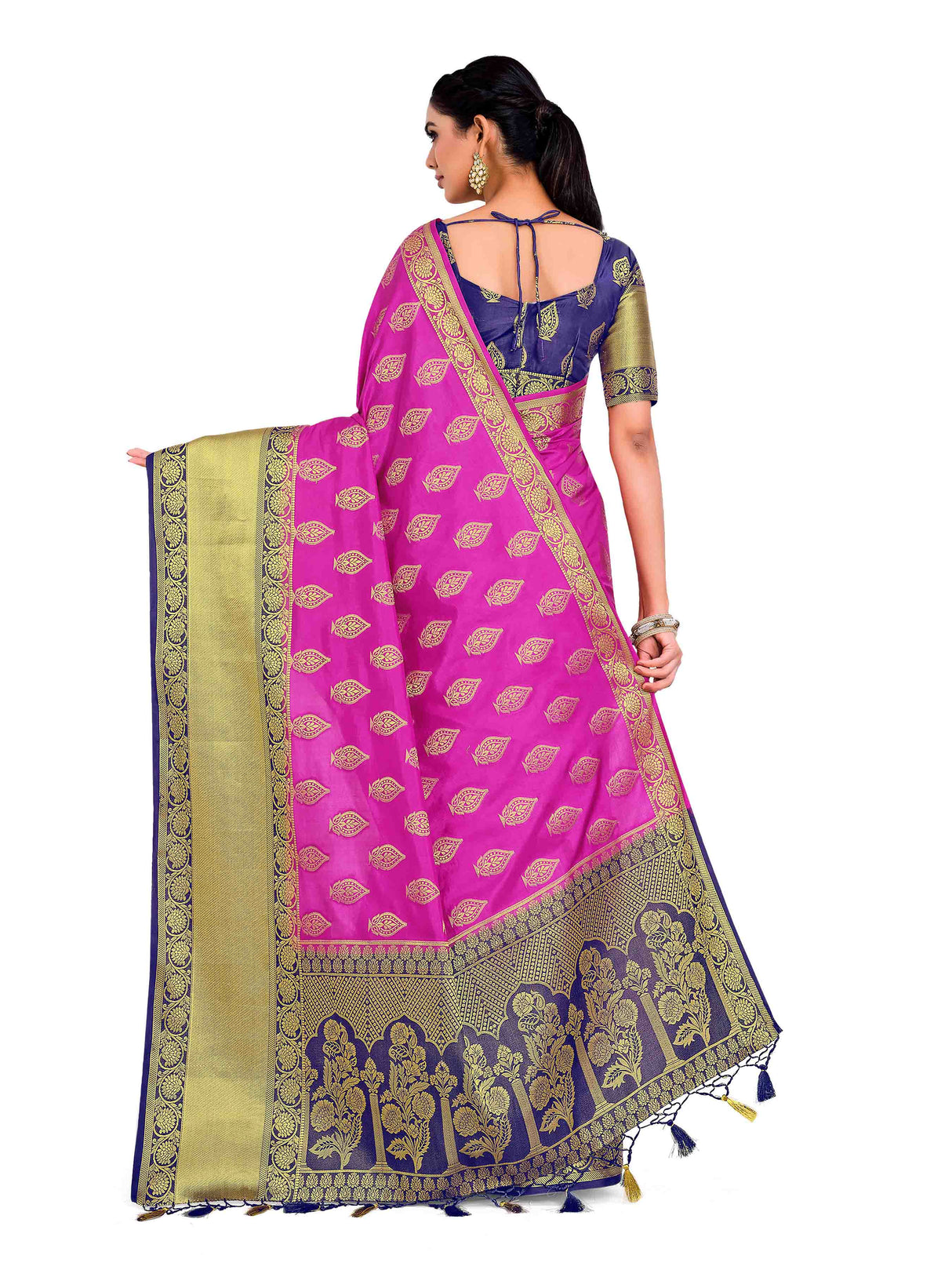 Mimosa Womens Art Silk Saree Kanjivaram Rani Color