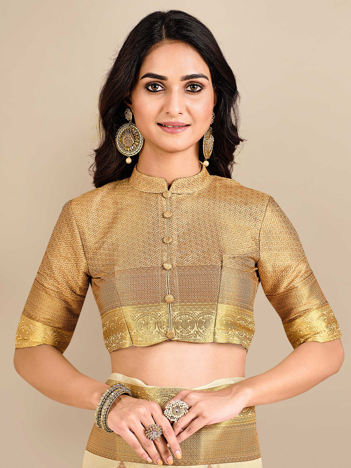 Mimosa Womens Art Silk Saree Kanjivaram Halfwhite Color