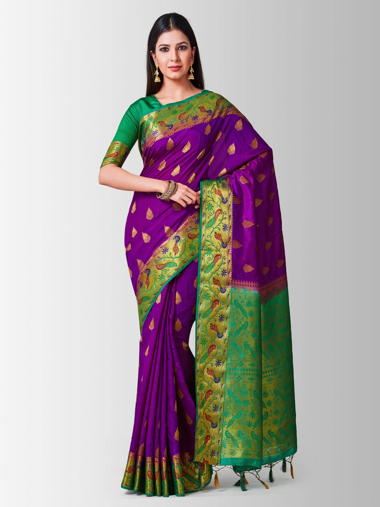 Mimosa Womens Art Silk Saree Kanjivaram Mejanta Color