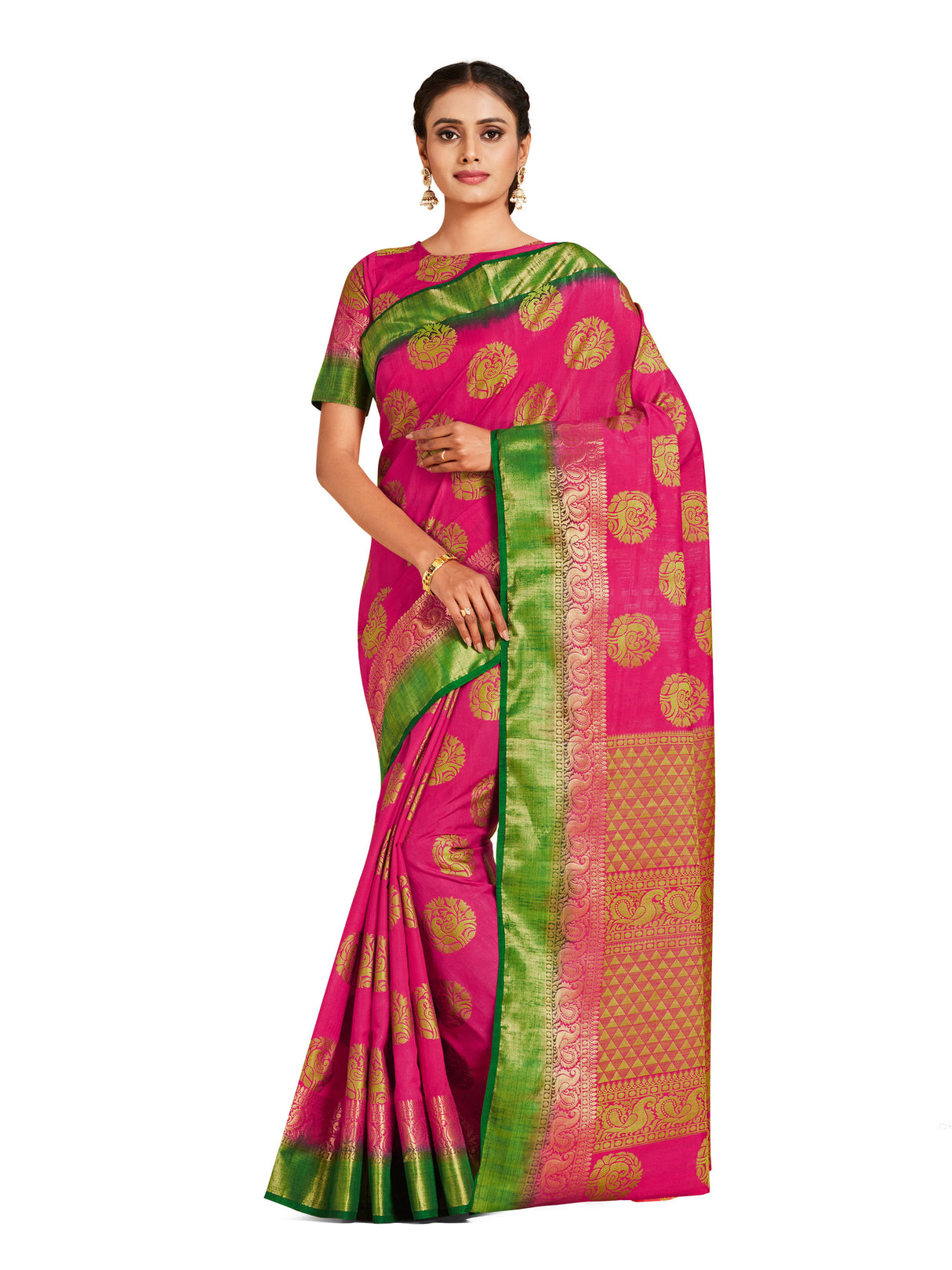 Mimosa Womens Art Silk Saree Kanjivaram Strawberry Color