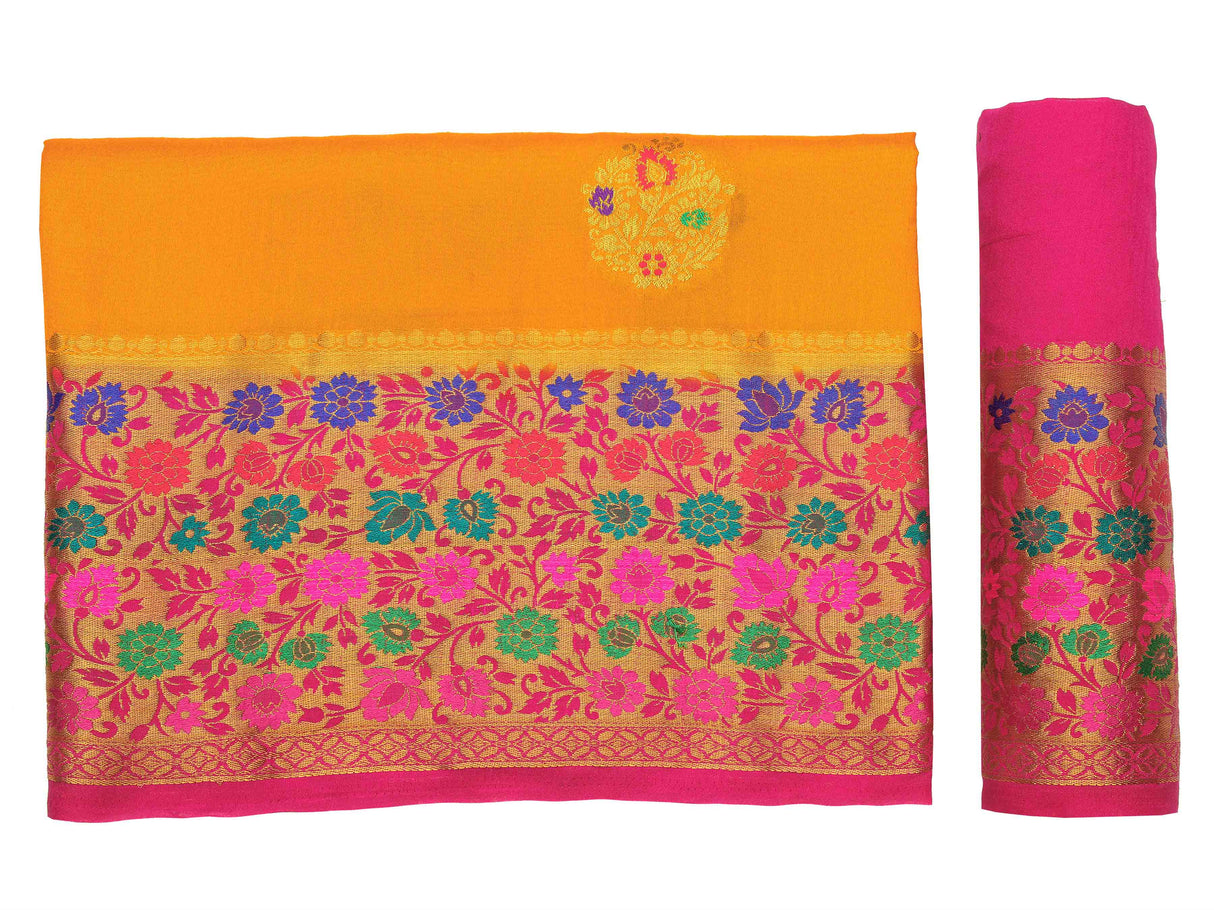 Mimosa Womens Art Silk Saree Dharmavaram Gold Color